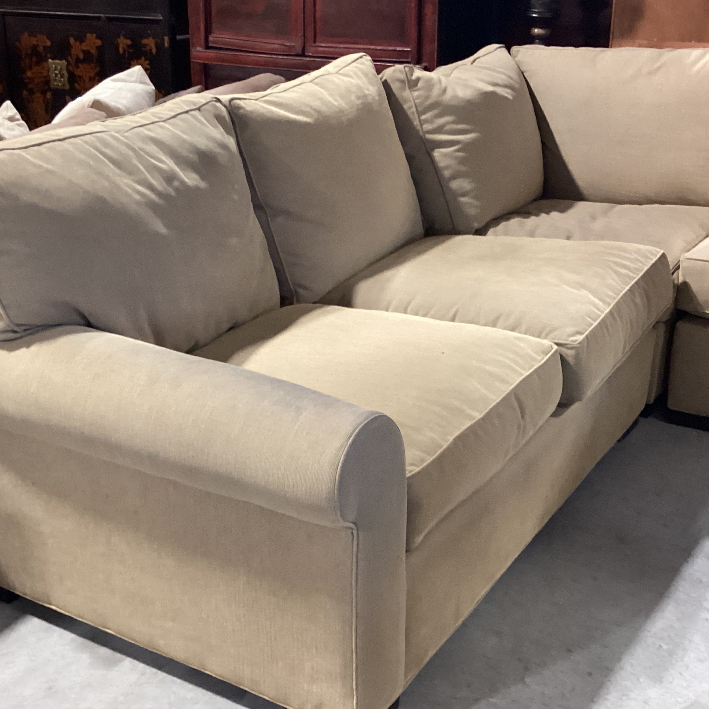 Room & Board McCreary Modern Beige Ribbed Texture Woven 3 Piece Sectional 103"x 103"x 42"x 31"