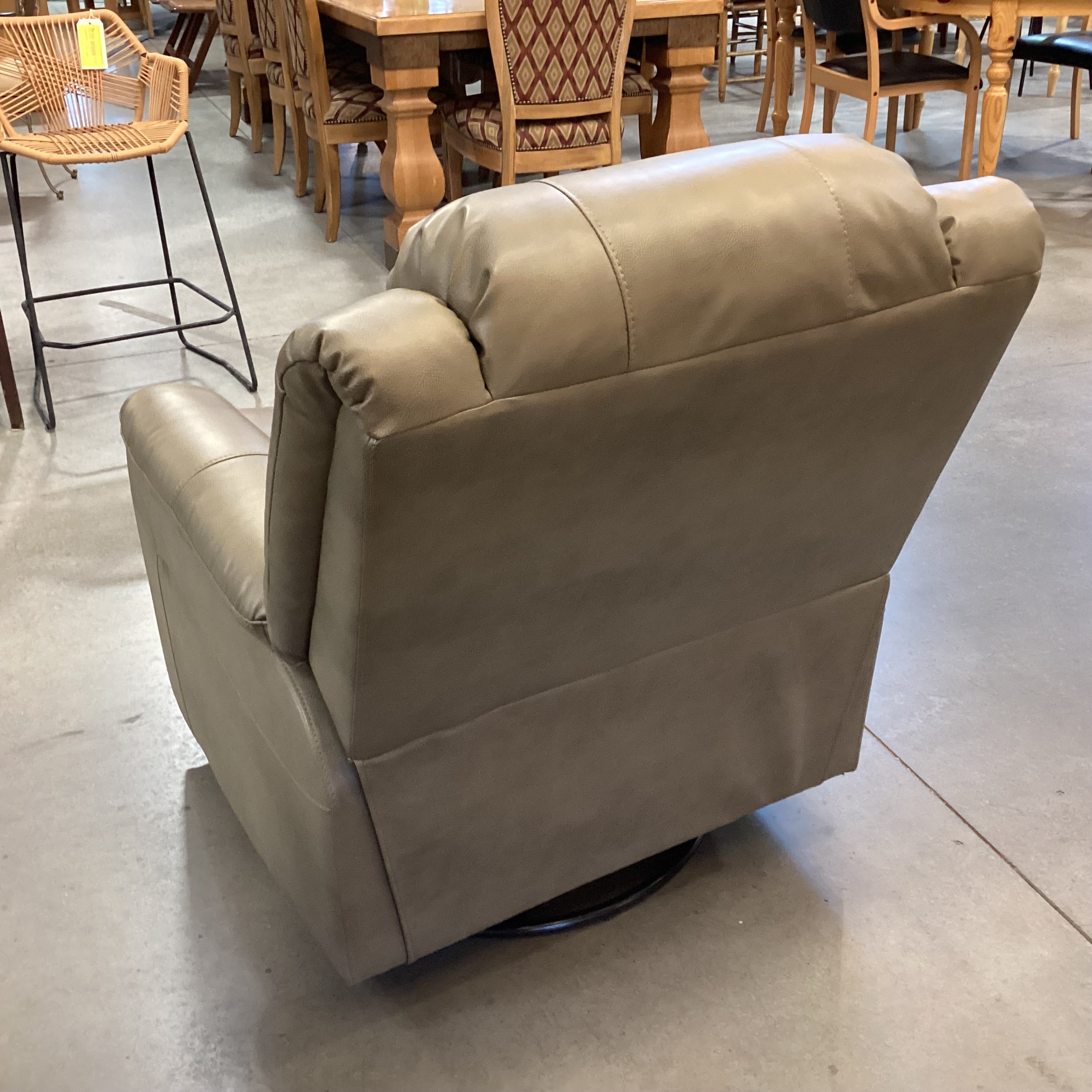 Recpro Taupe Faux Leather Swivel Rock Recliner Chair 31"x 36"x 38"
