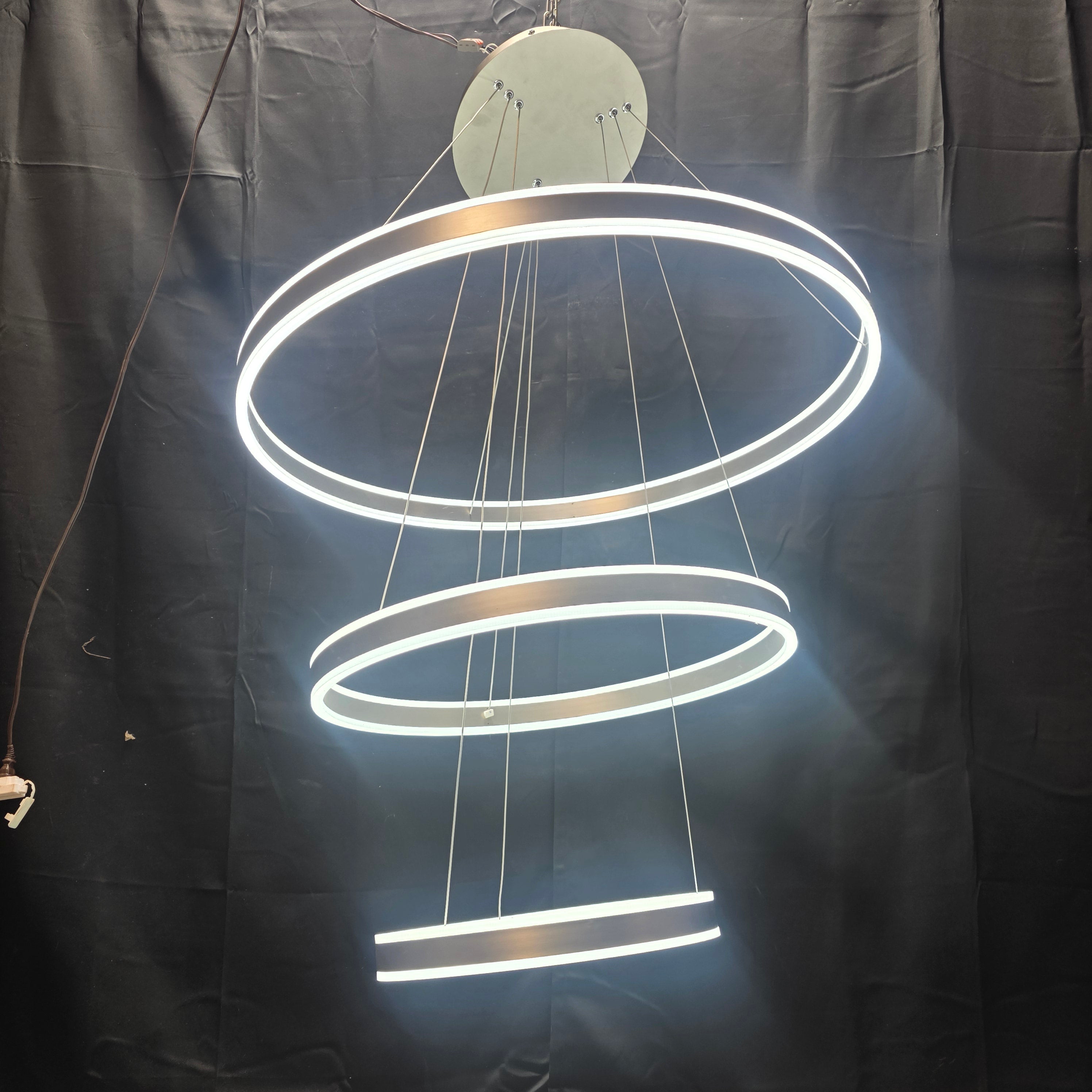 First LED Lighting Three Ring Chandelier with Remote Control 31"D x 48"