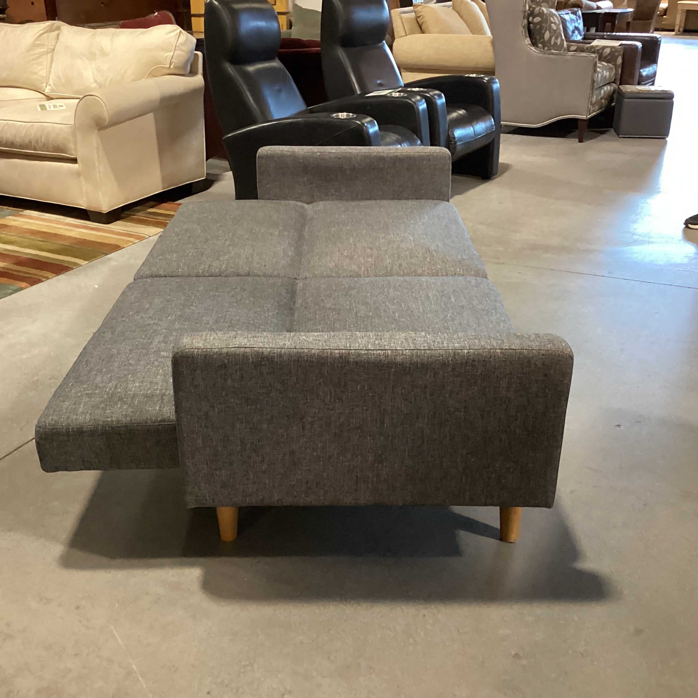 Dorel Home Mid Century Style Charcoal Woven Futon Sofa 79"x 31" to 44"