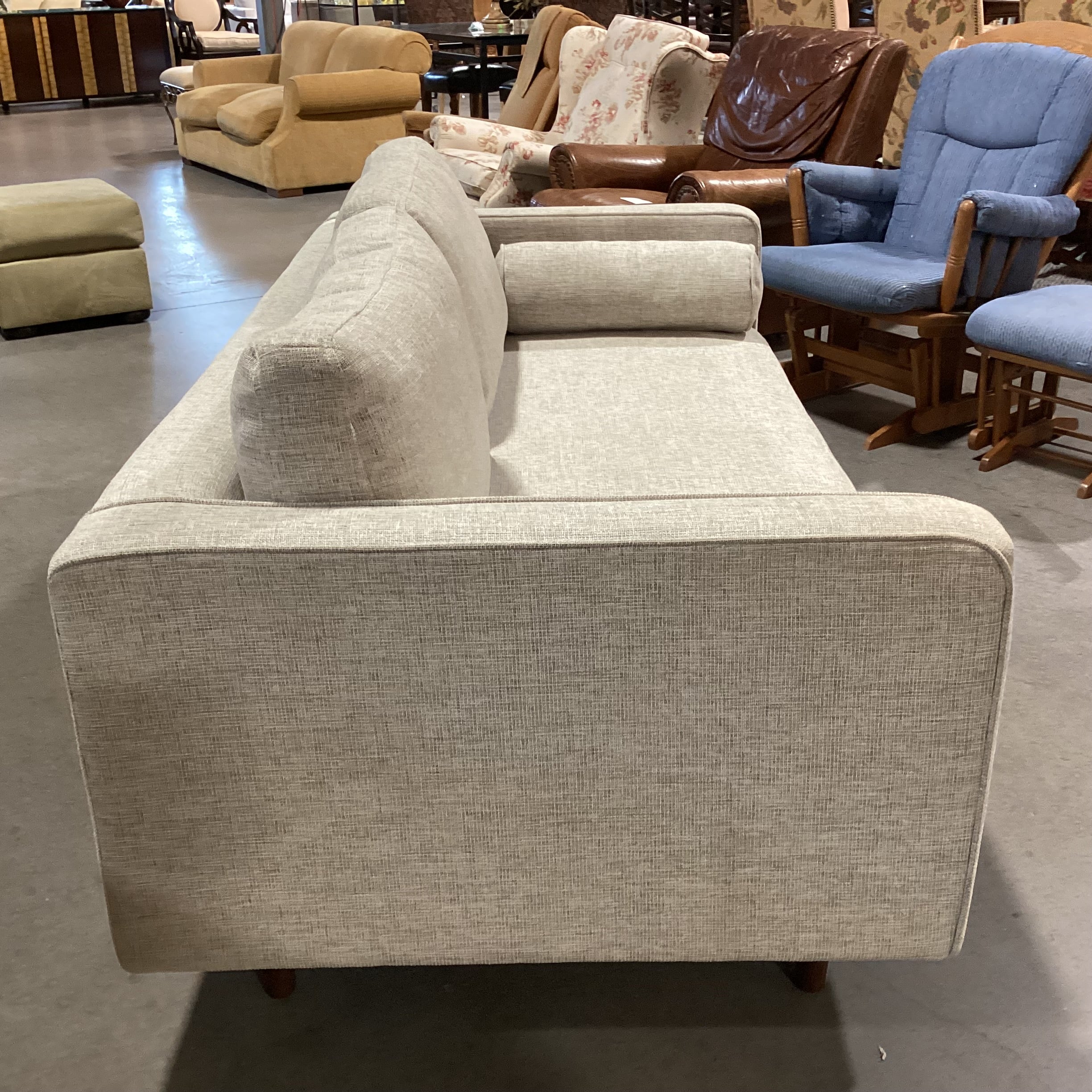 Article Sven Birch Ivory Woven Mid Century Style Sofa