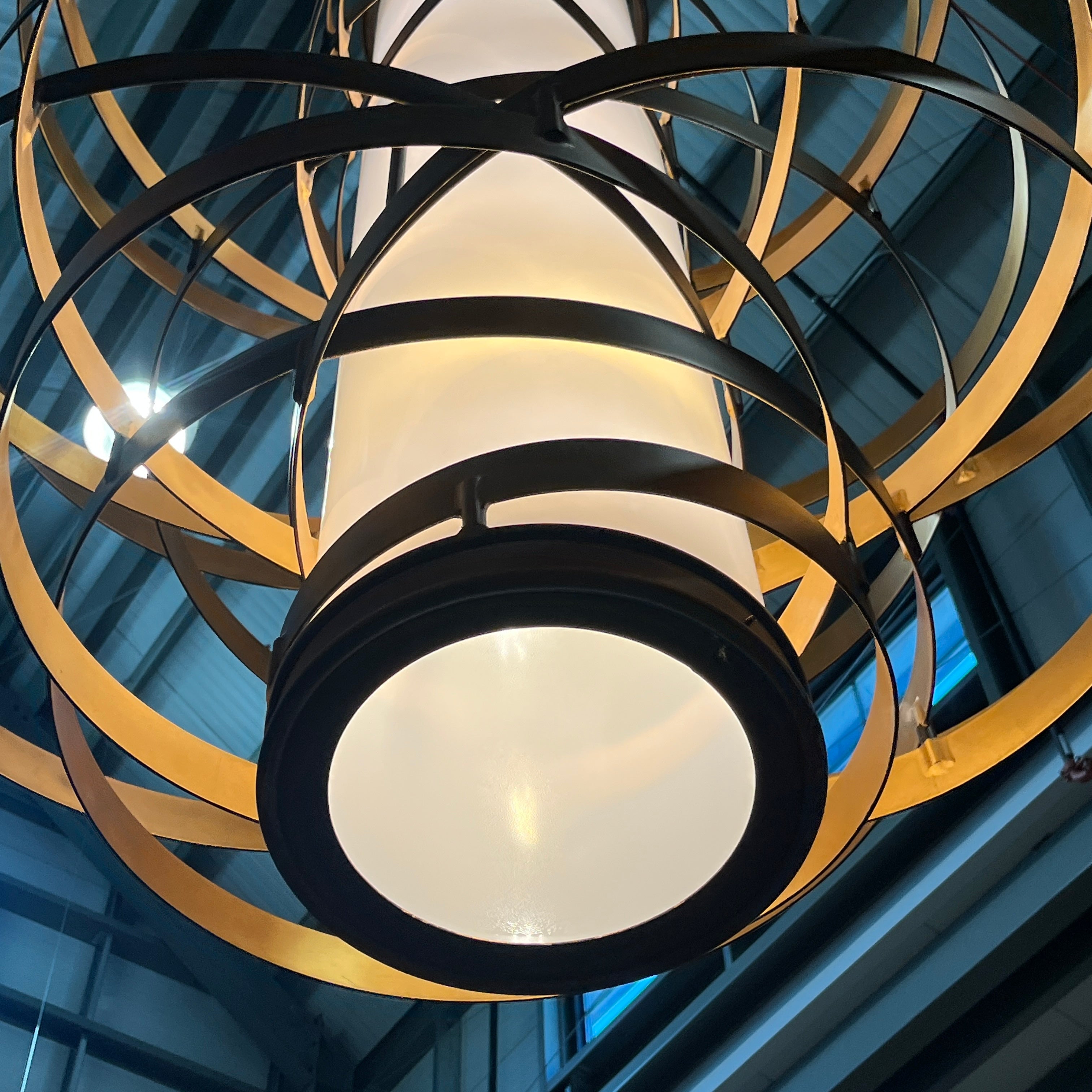 Corbett Vertigo 6-Light Bronze and Gold Leaf Iron Chandelier 45” Diameter x 50” - 143”