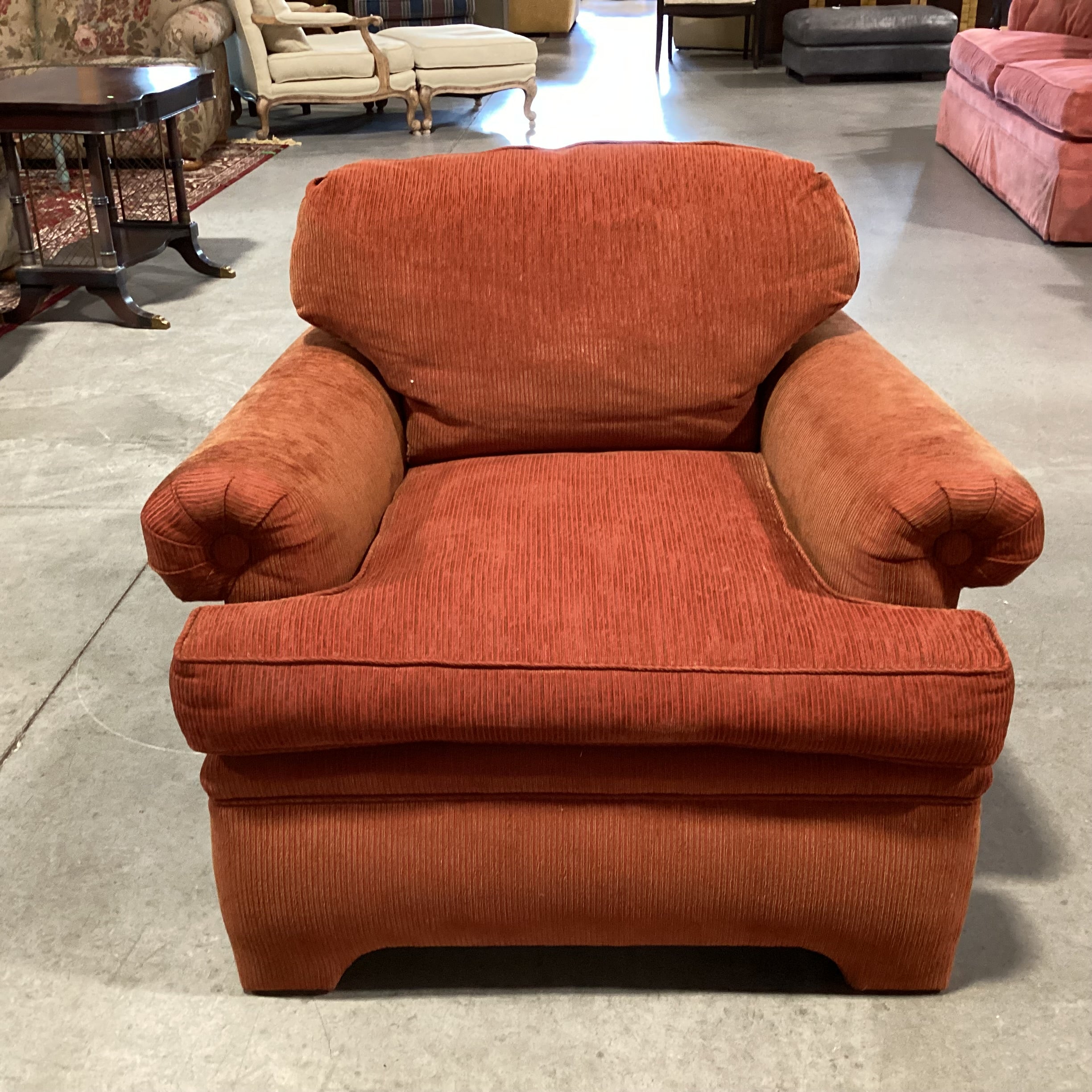 Red Orange Ribbed Textured Woven Down Mix Chair 37"x 39"x 30"