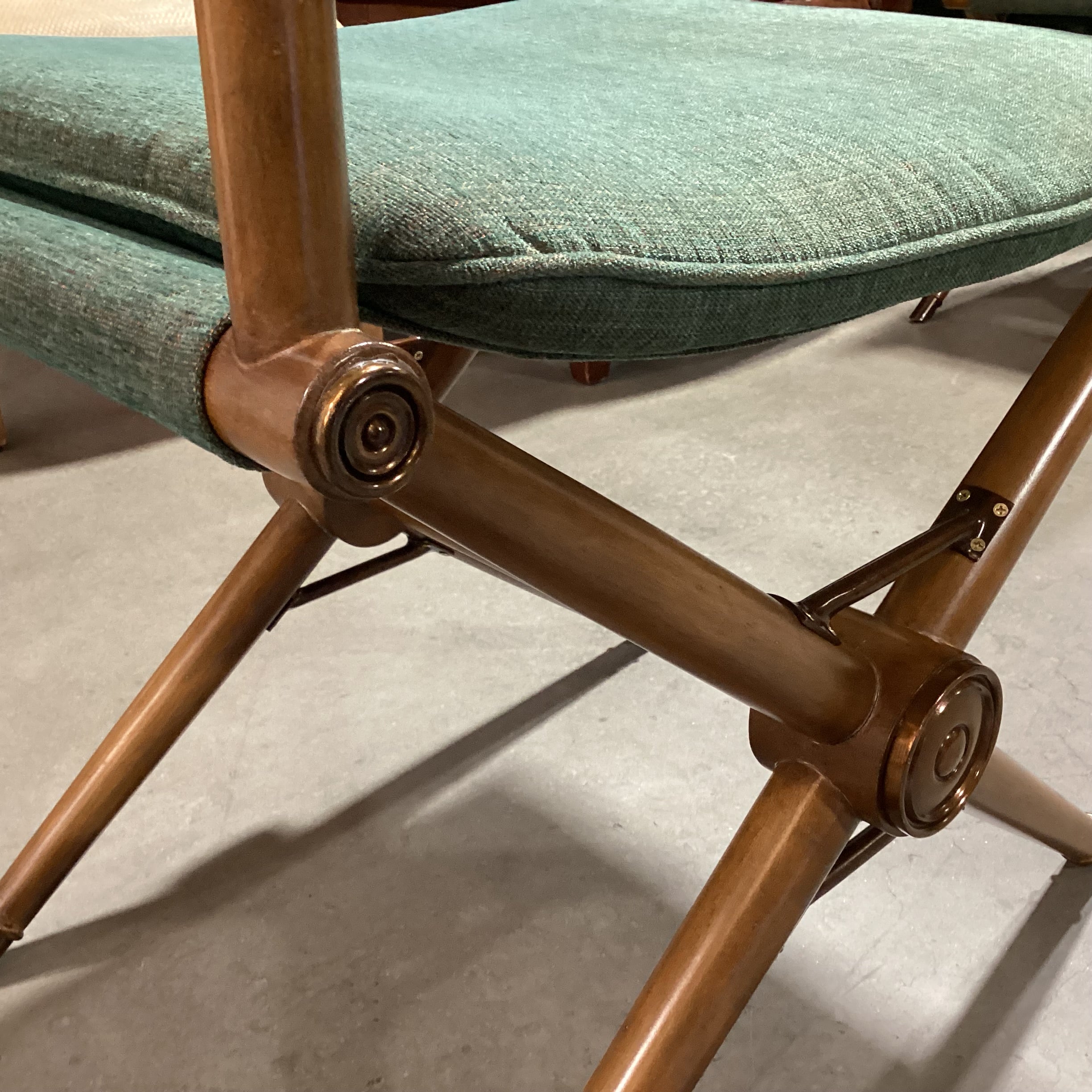 Vintage Kreiss Green Woven Finished Wood with Copper Finished Brass Accent Director Chair 26"x 24"x 33"