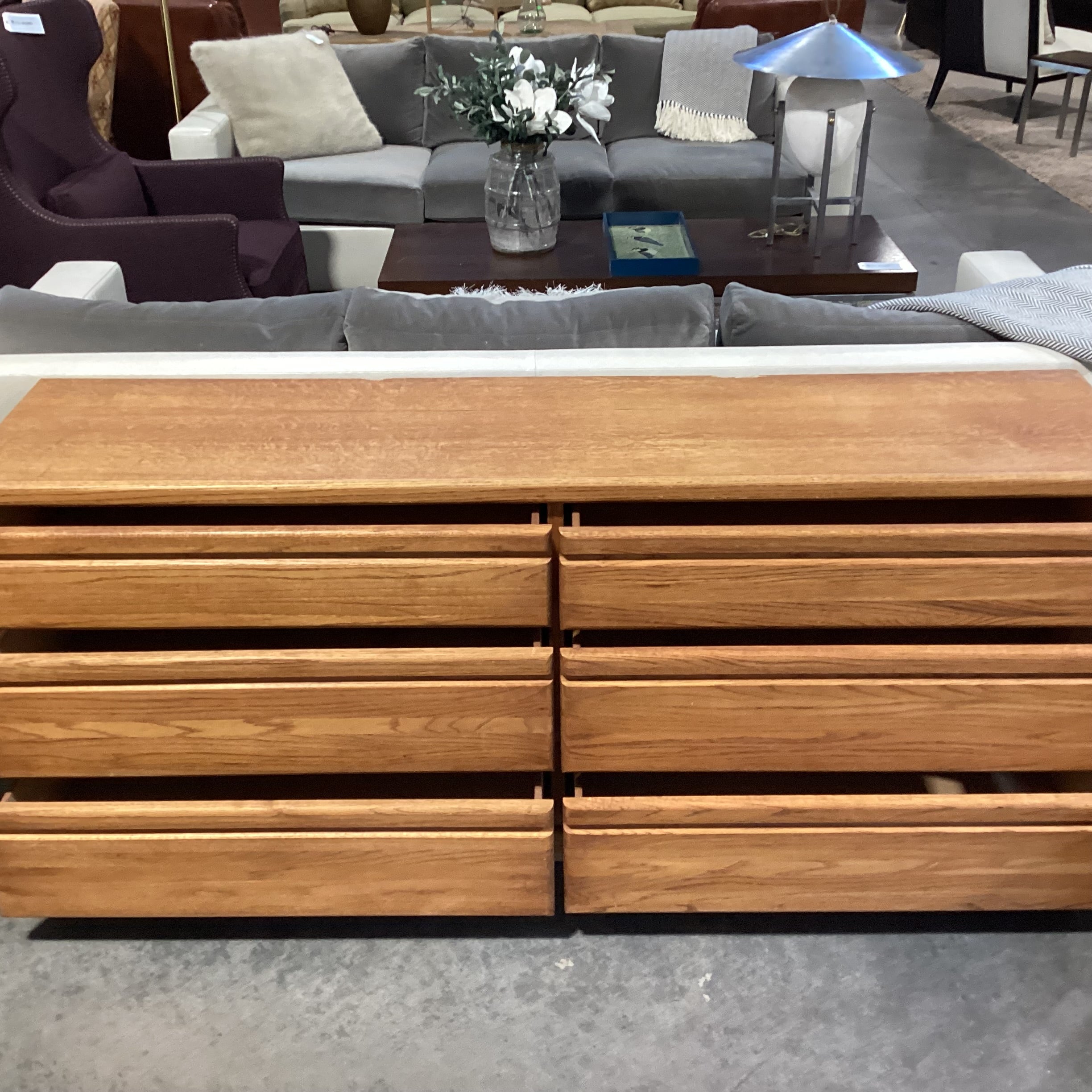 Wambold Furniture Oak & Veneer 6 Drawer Dresser 71.5"x 16"x 30"