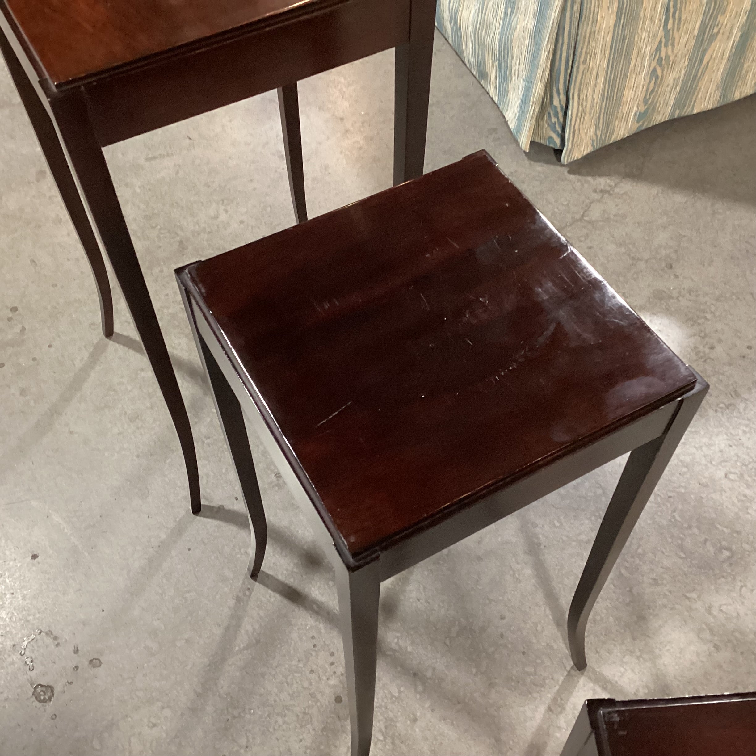 Barbara Barry For Baker Vintage Mahogany Nesting Accent Tables 14.5"x 14.5"x 29"