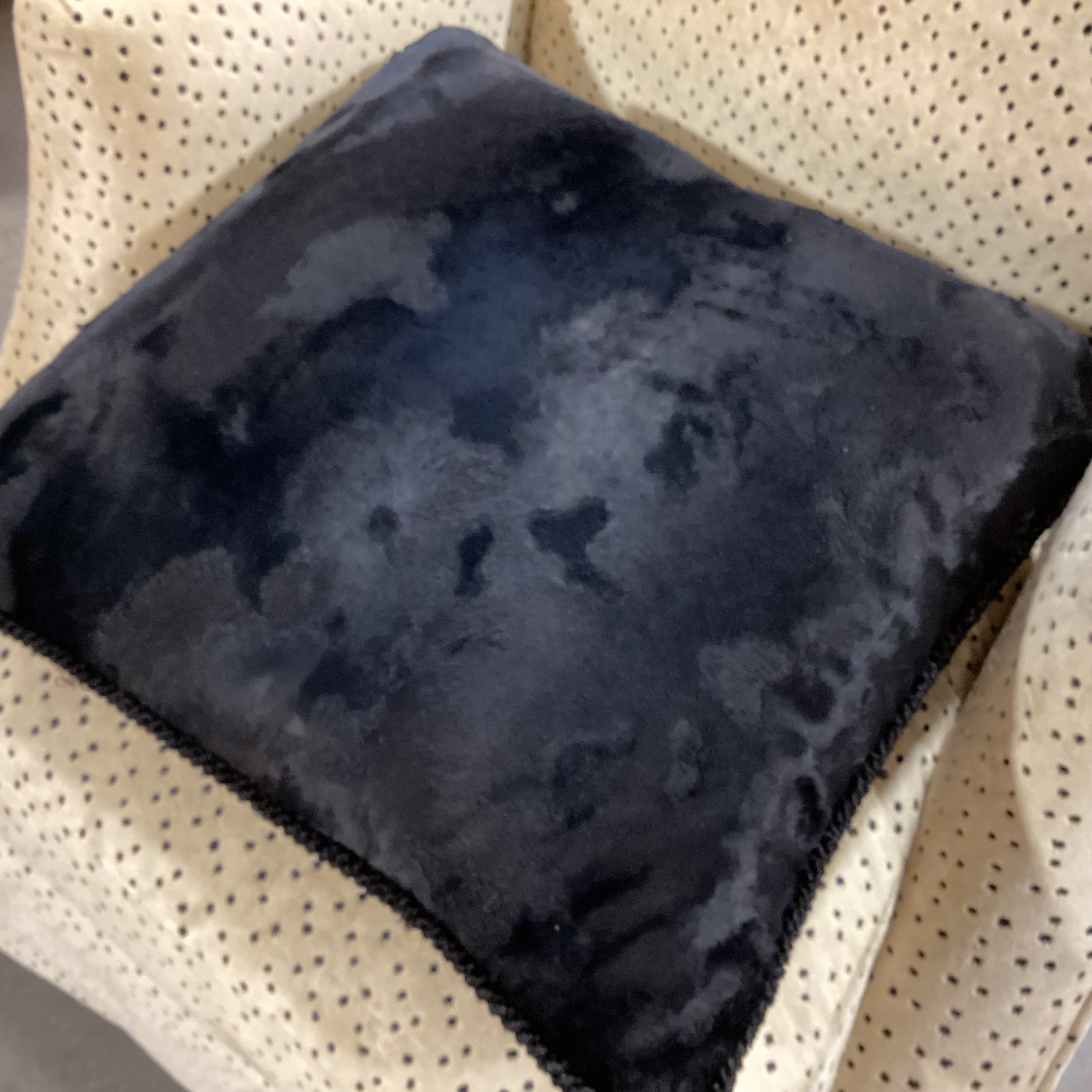 Custom Black Textured Animal Faux Fur with Piping Down Accent Pillow 20"x 20"