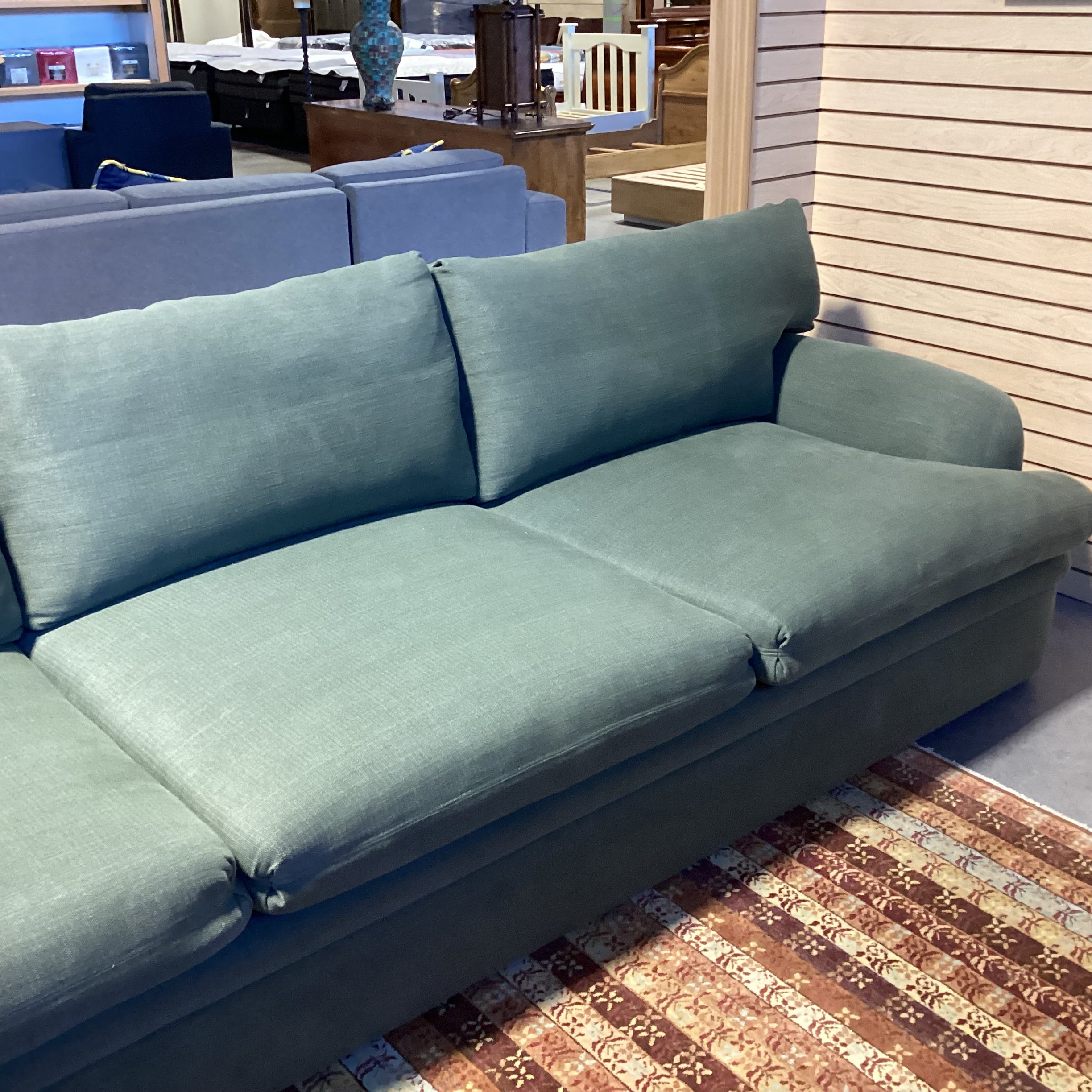 Custom Sage Belgian Linen & Down Sofa 150"x 41"x 31"