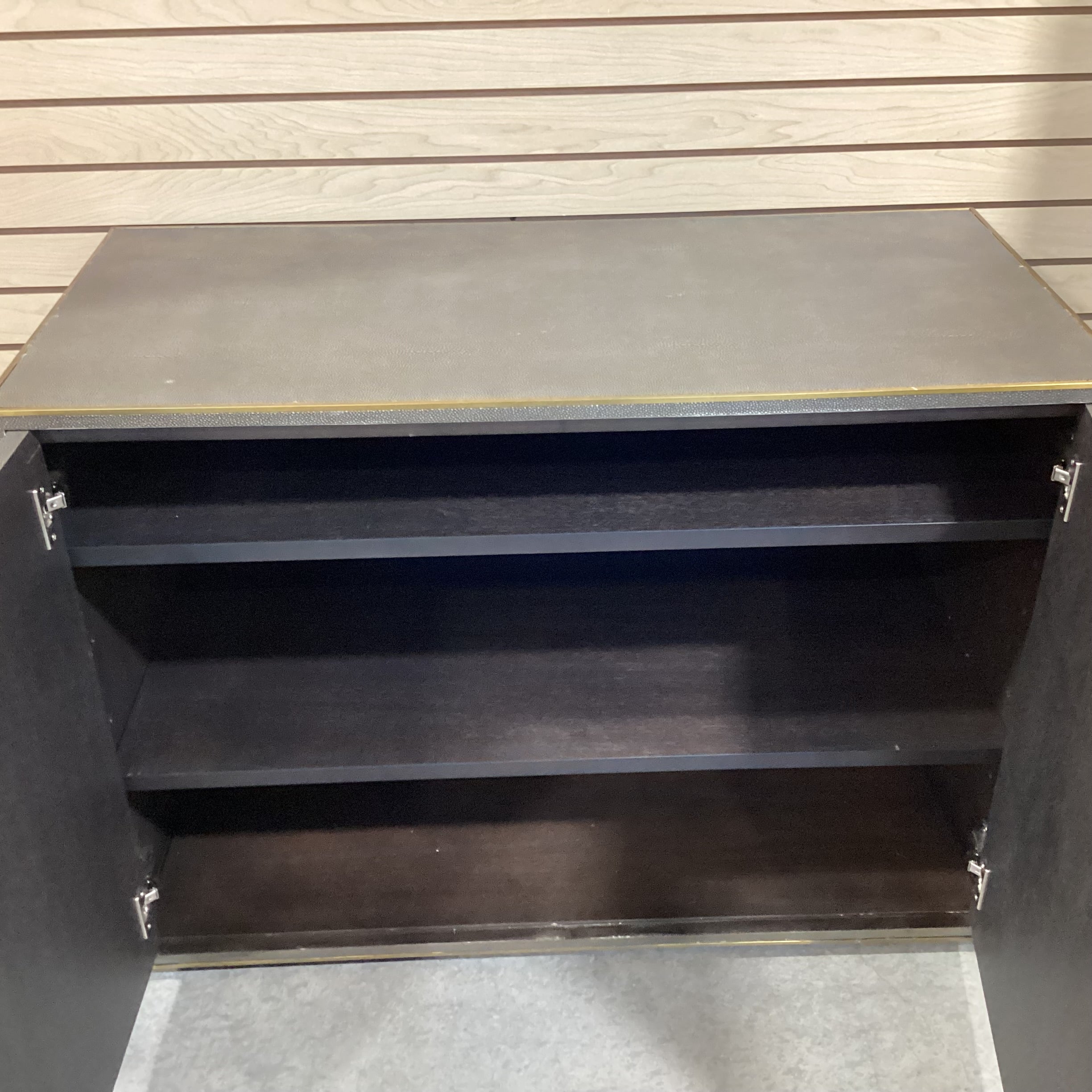 Restoration Hardware Saunderson Shagreen & Brass Cabinet Console 42"x 21"x 30.5"