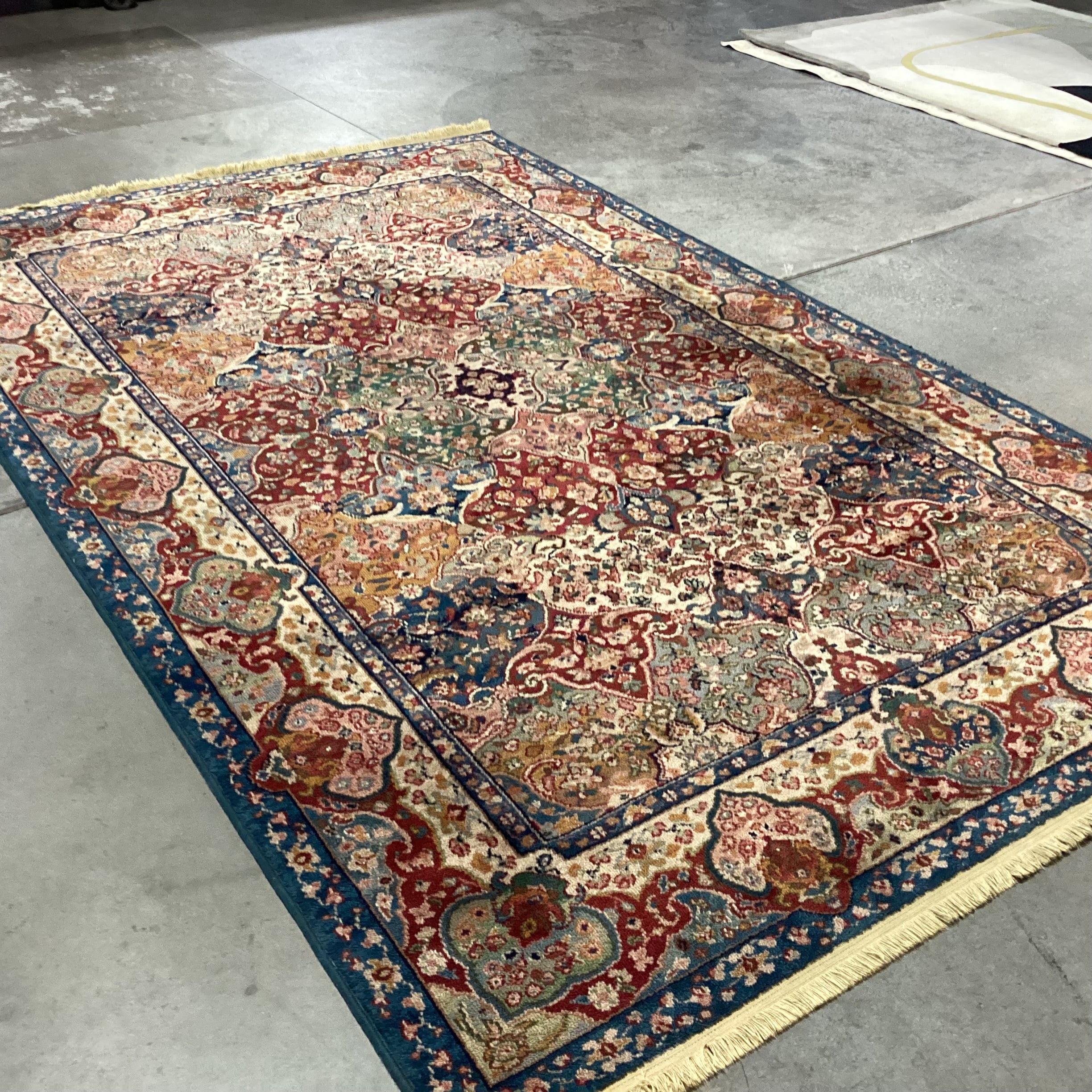 Karastan Samovar Teawash Tan Red Blue Green Wool Rug 5'9"x 9'