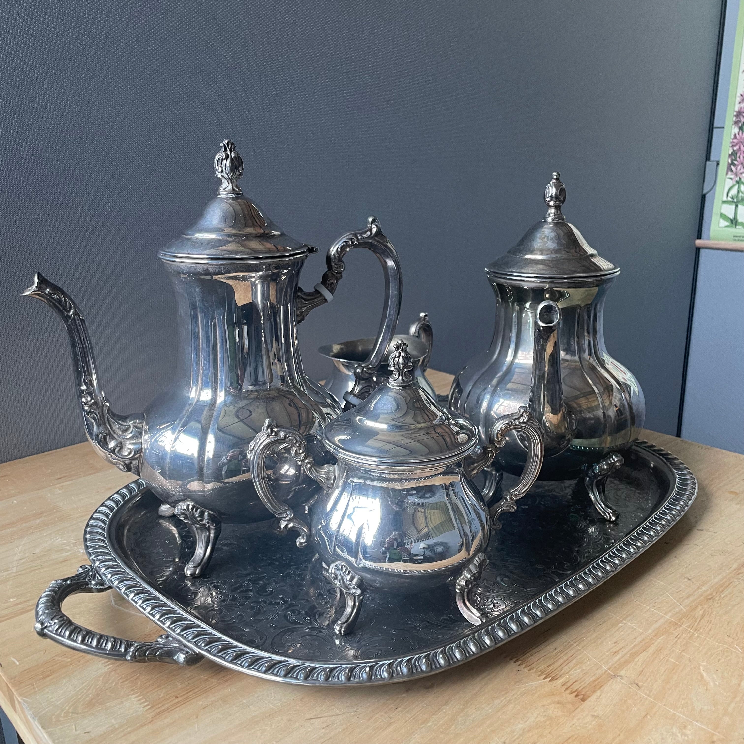 Vintage 5 Piece W&S Blackinton Baroque Style Silverplated Tea/Coffee Service
