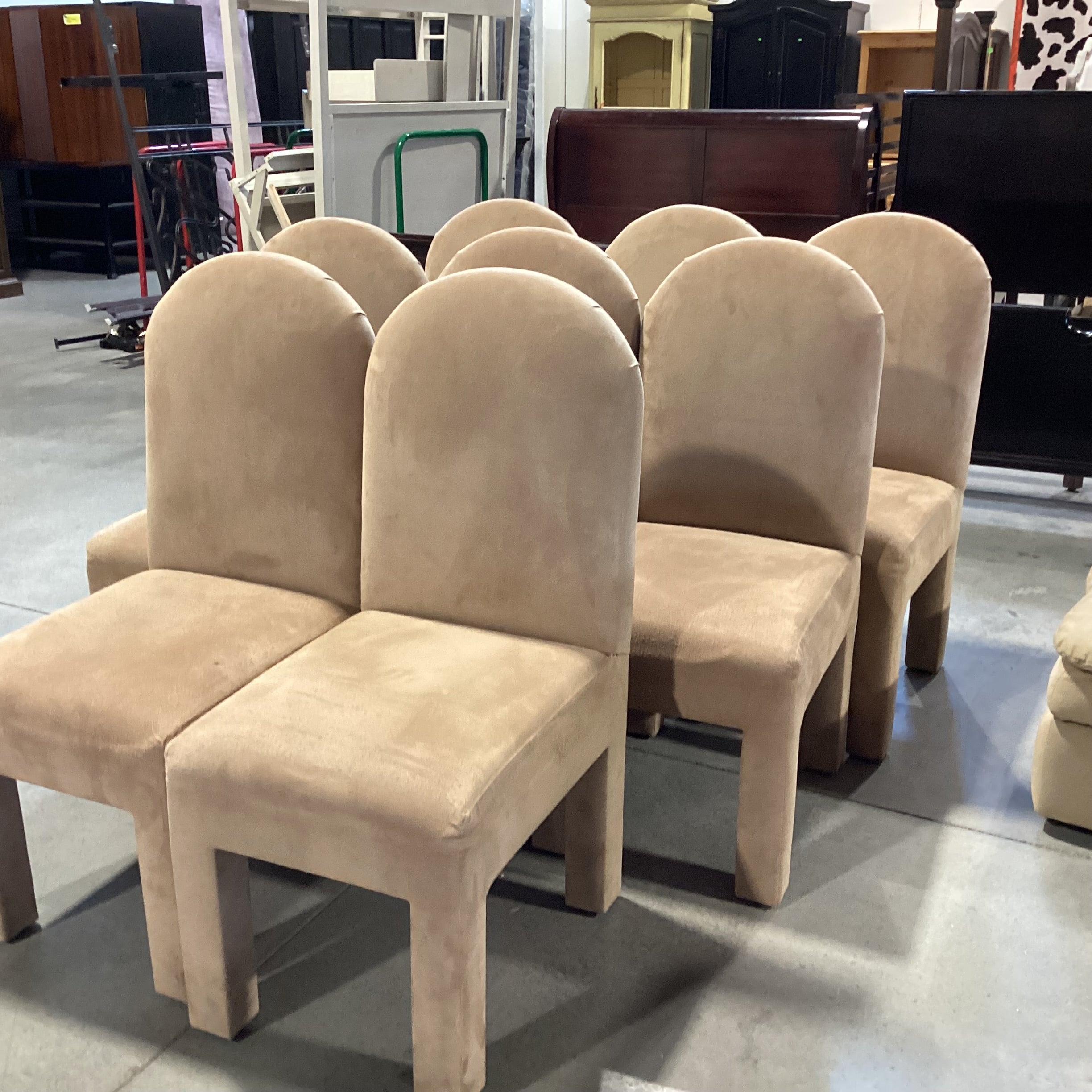 SET of 8 Tan Ultra Suede Dining Chairs 18"x 24"x 41"