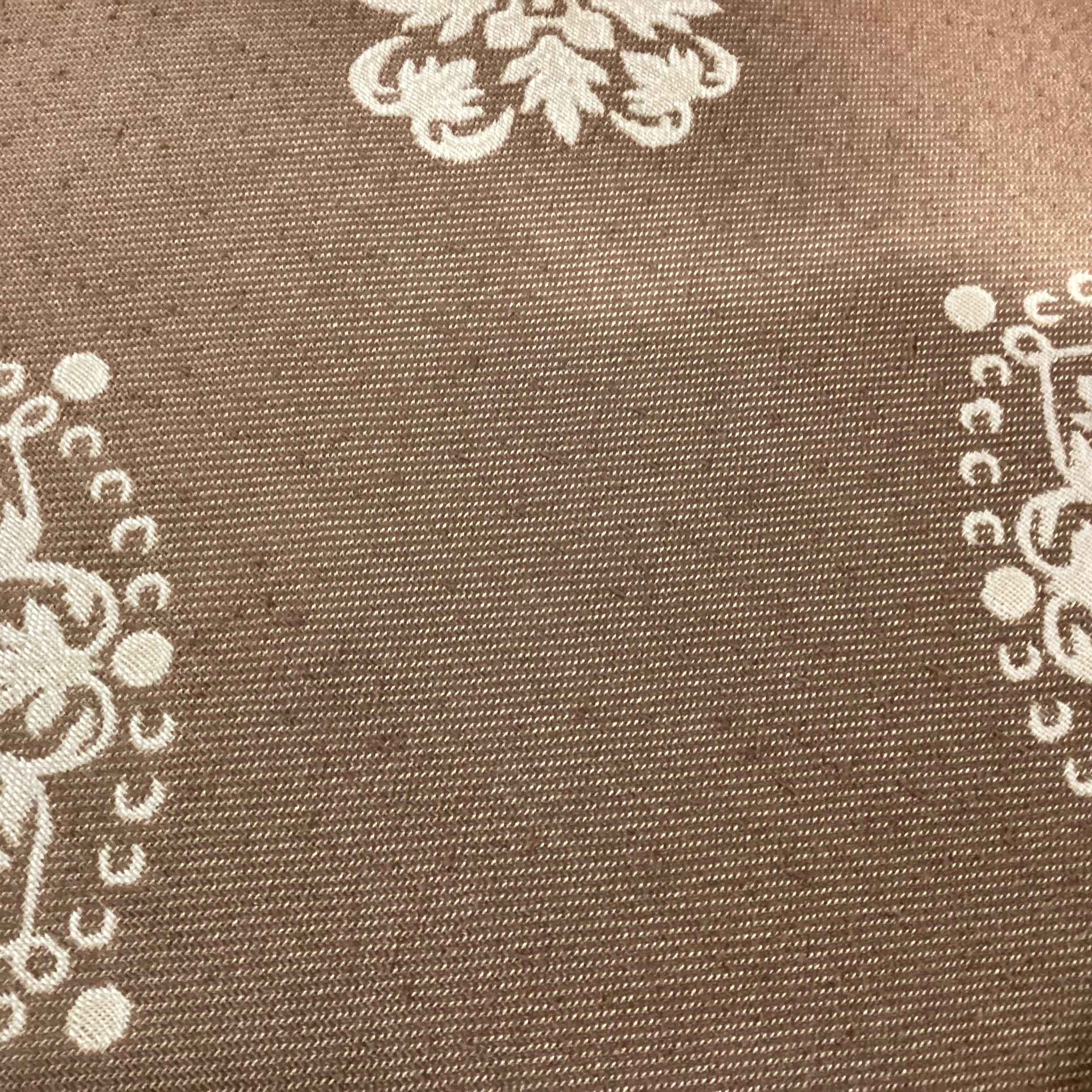 Kravet Furniture Custom Brown with Gold Floral Medallion Swivel Chair 36"x 36"x 36"