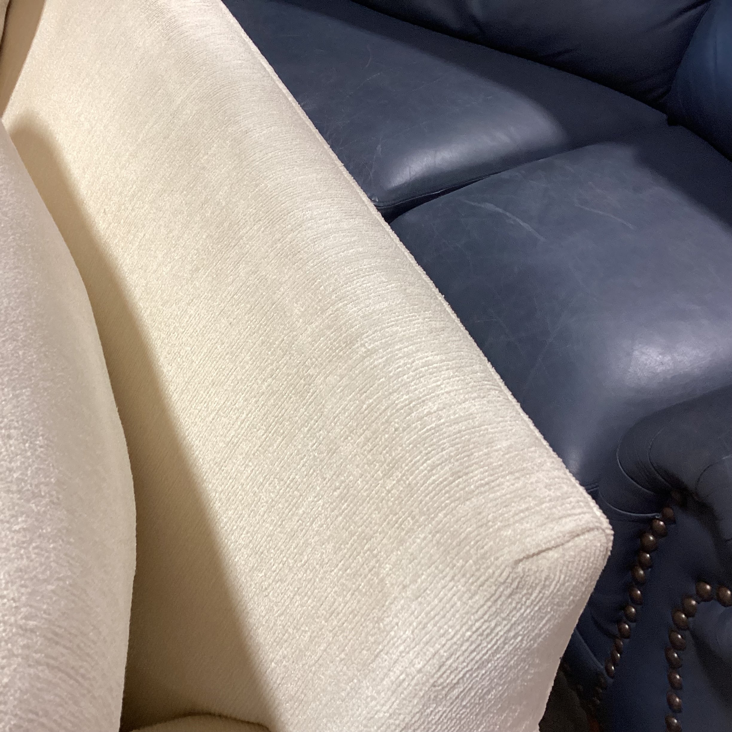 Cream Chenille Woven 4 Piece with Ottoman Sectional 107"x 107"x 41"x 31"