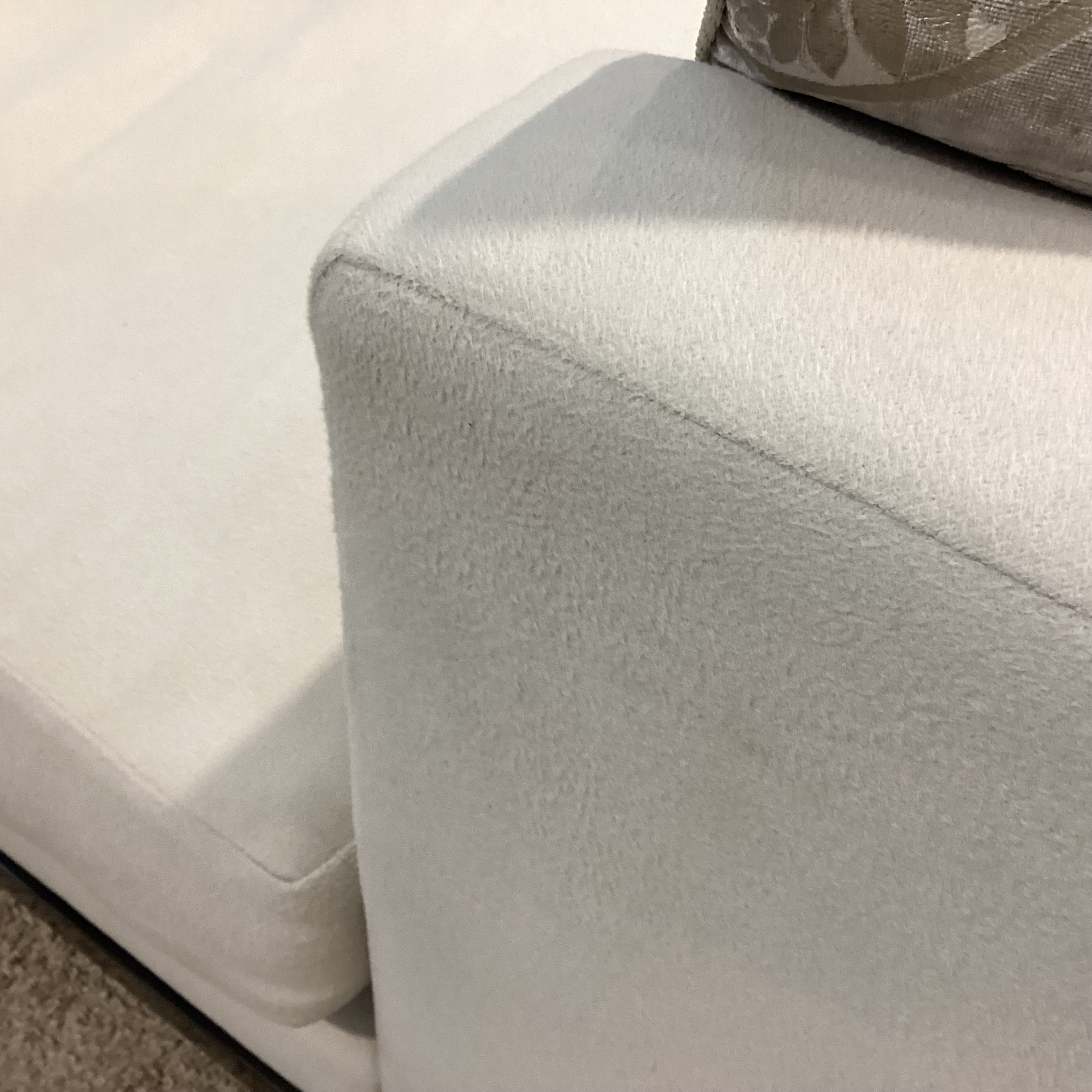 JJ Custom Dove Grey Wool Down Mix with Metallic Taupe &Ivory Accent Pillows Modern Chaise Sofa 76"x 48"x 33"