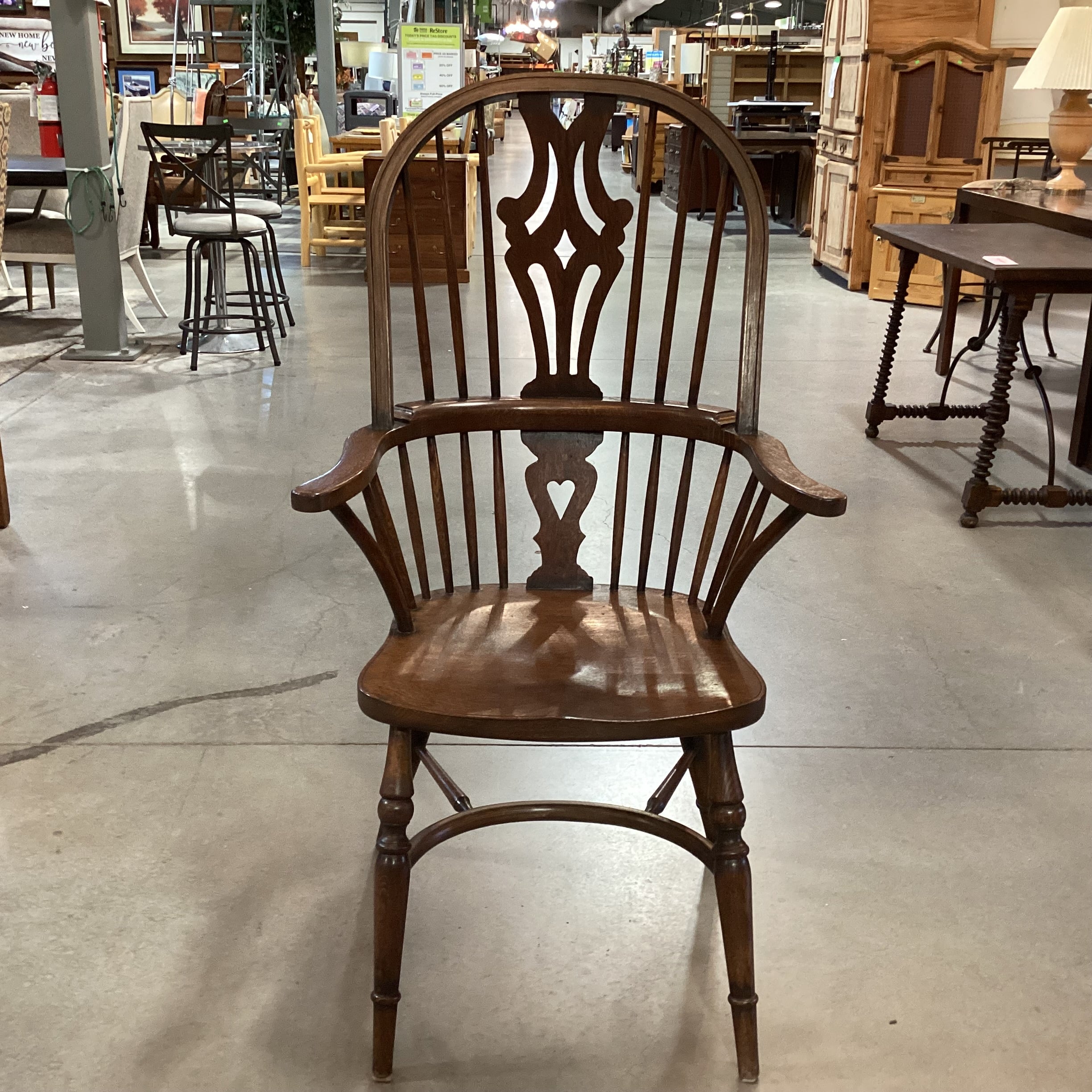 Vintage Oak Windsor Chair 26"x 22"x 46"