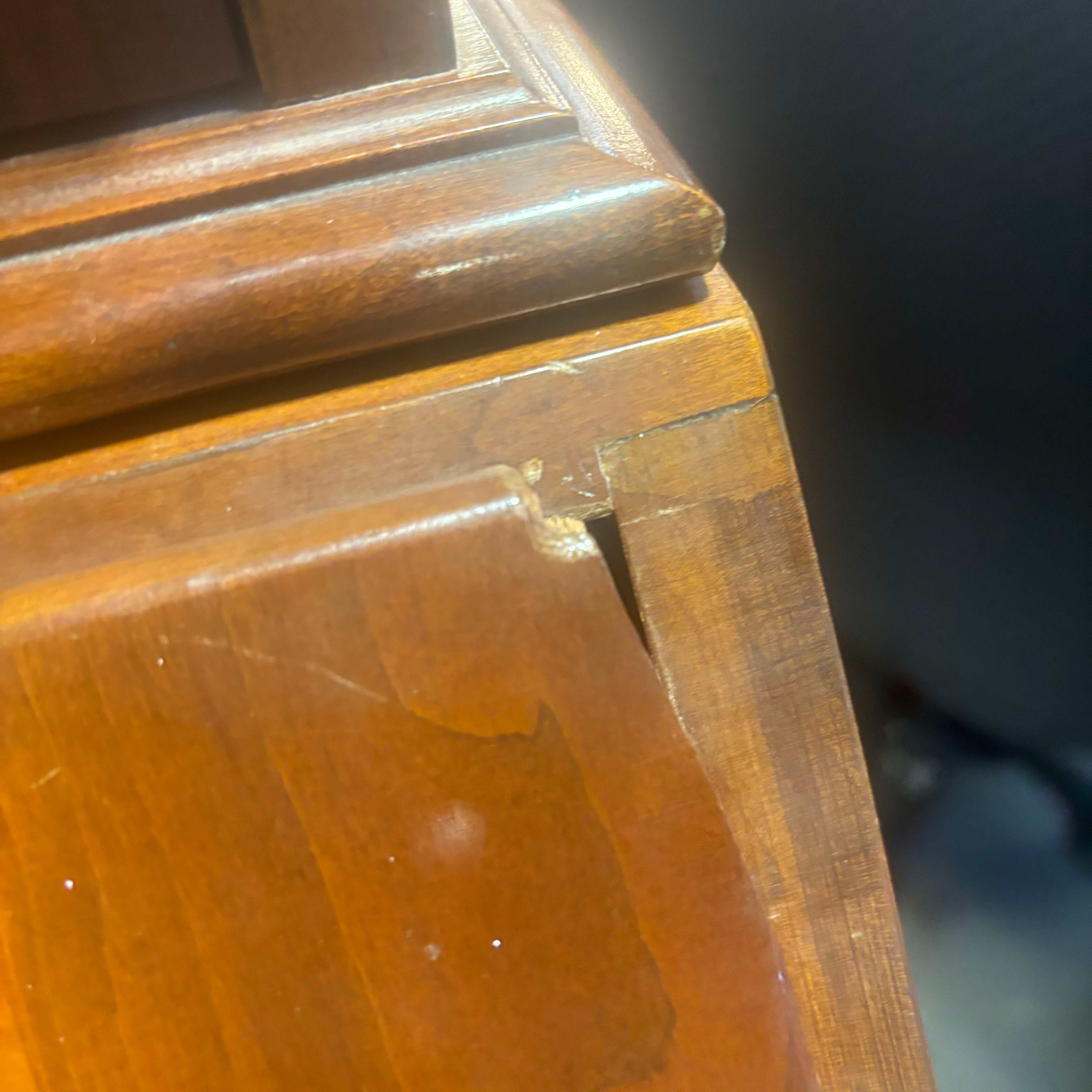 Solid Carved Wood 4 Drawer with 2 Bubble Glass Doors Secretary Desk 36"x 22"x 71"