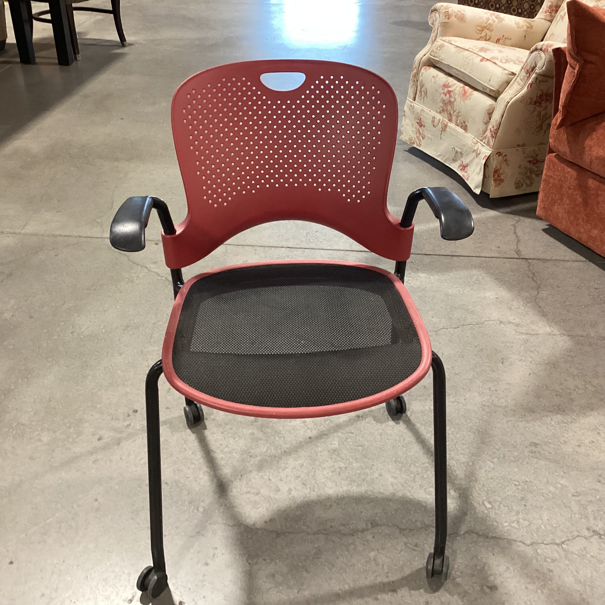 Herman Miller Raspberry & Black Mesh on Casters Office Chair 24"x 23"x 32"