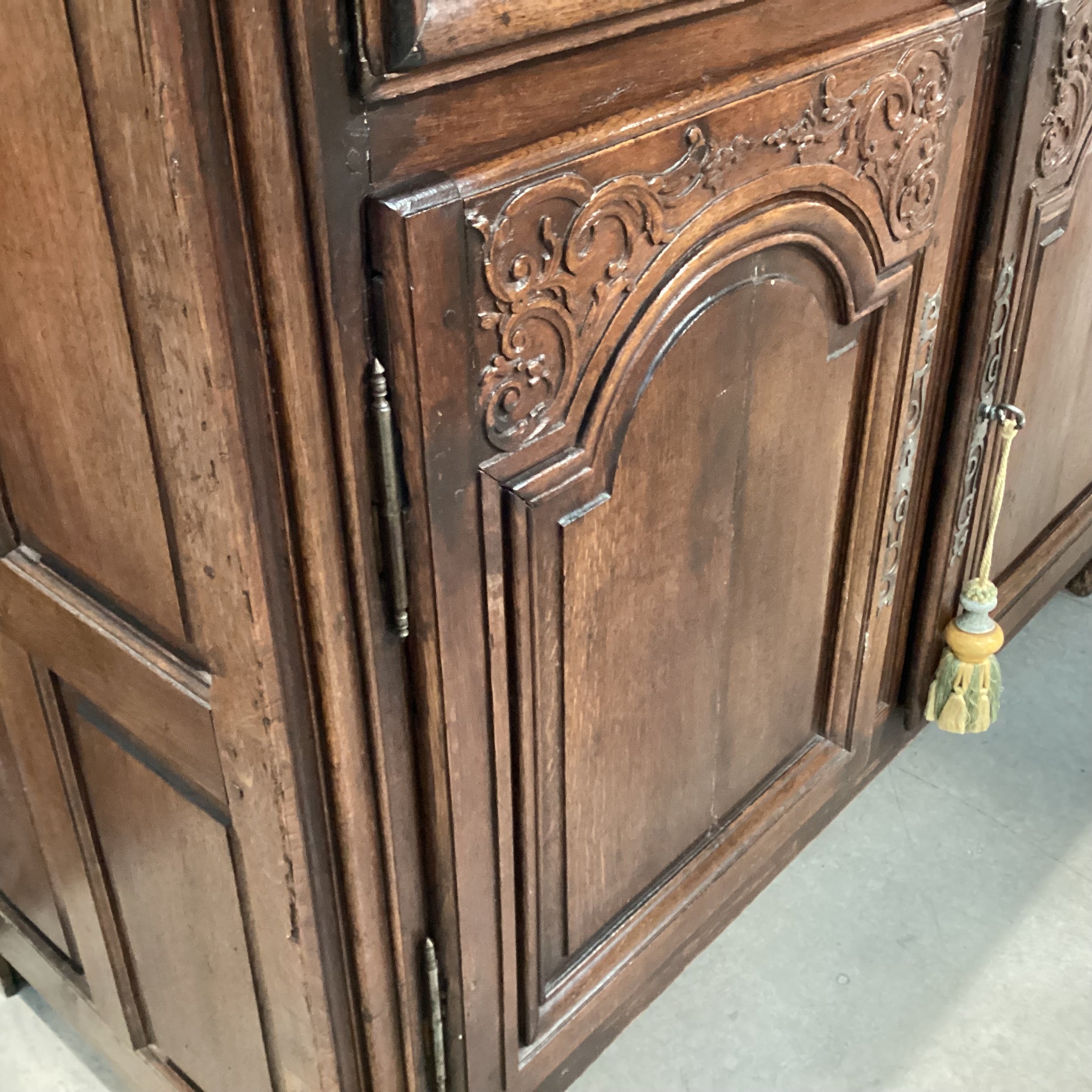 Antique Carved Wood 2 Drawer 2 Door with Shelves Sideboard 58.5"x 24"x 45"