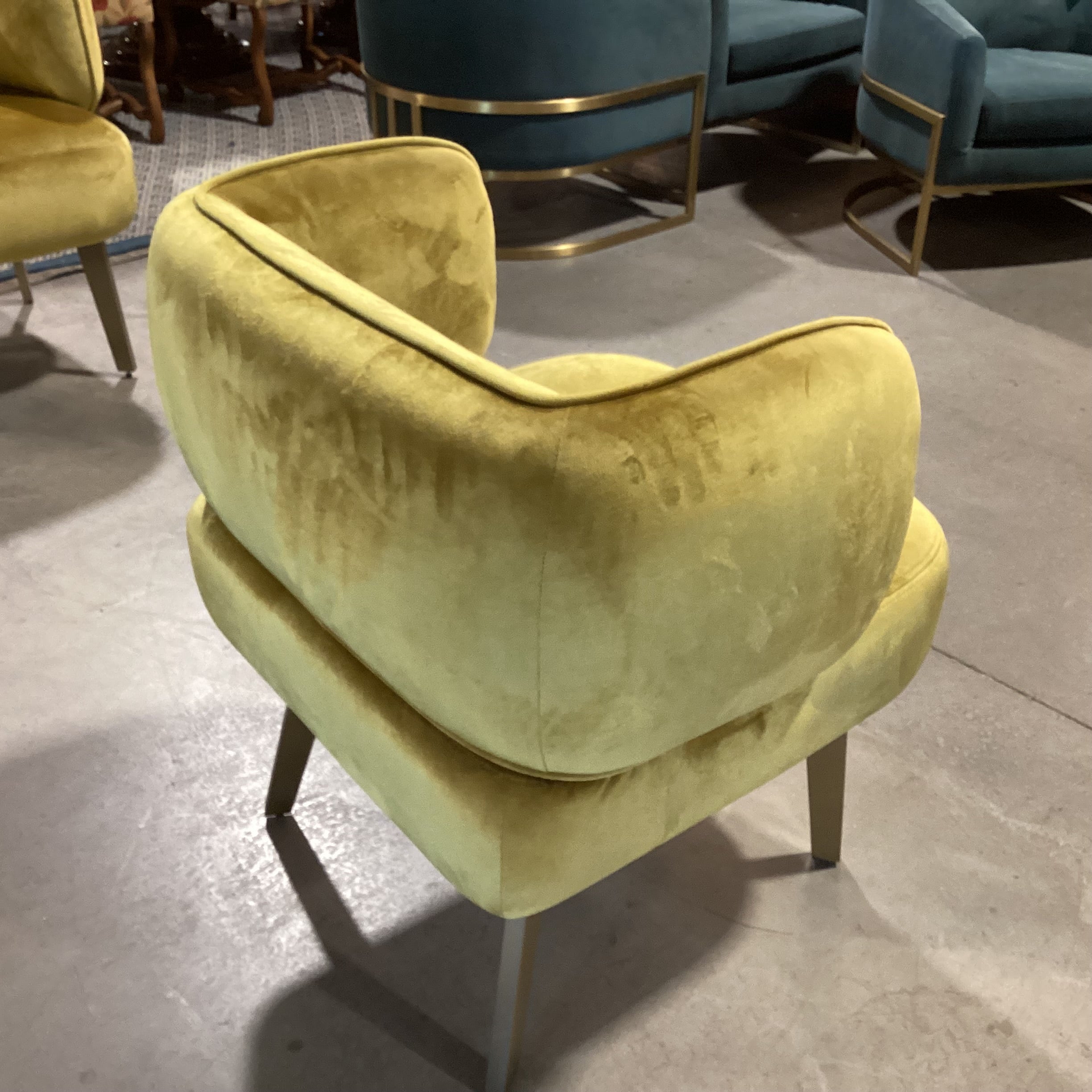 I was Made for You Interior Define Saffron Velvet & Gold Metal Modern Chair 27"x 24"x 30"