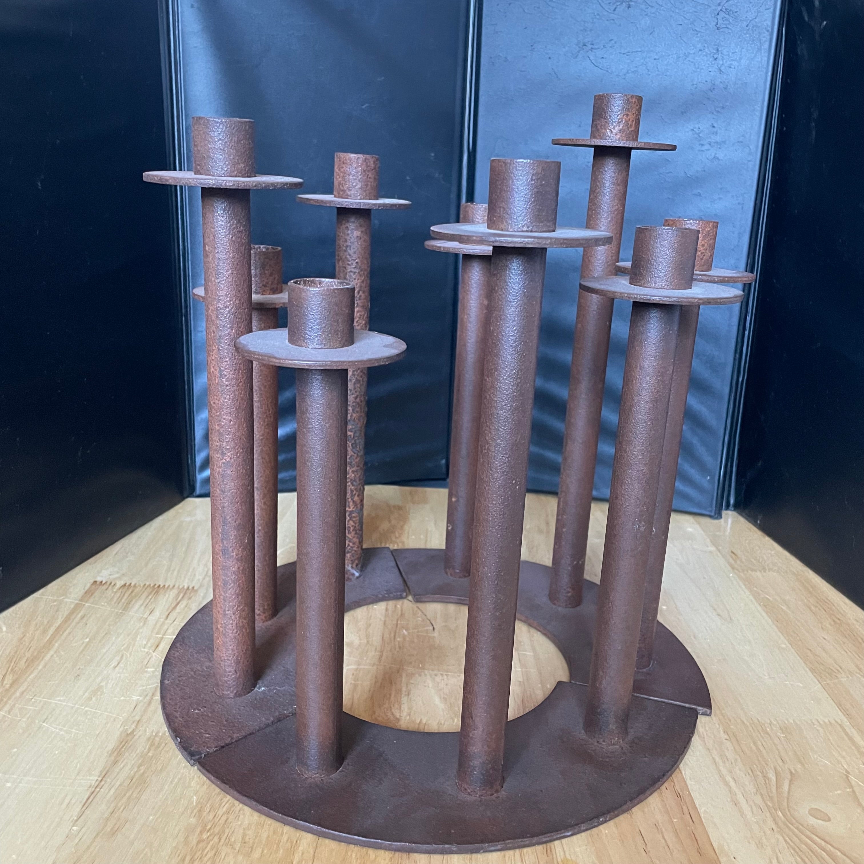 Set of 3 Vintage Brutalist Interchangeable Metal Candlestick Holders