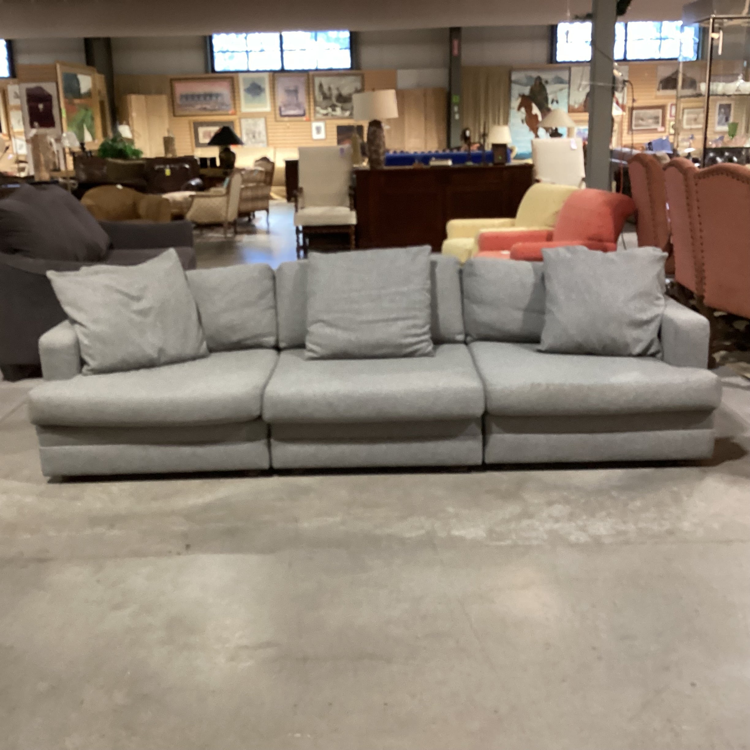 Ralph Lauren Grey Wool & Down Mix 3 Piece Sofa Sectional 110"x 44"x 29"