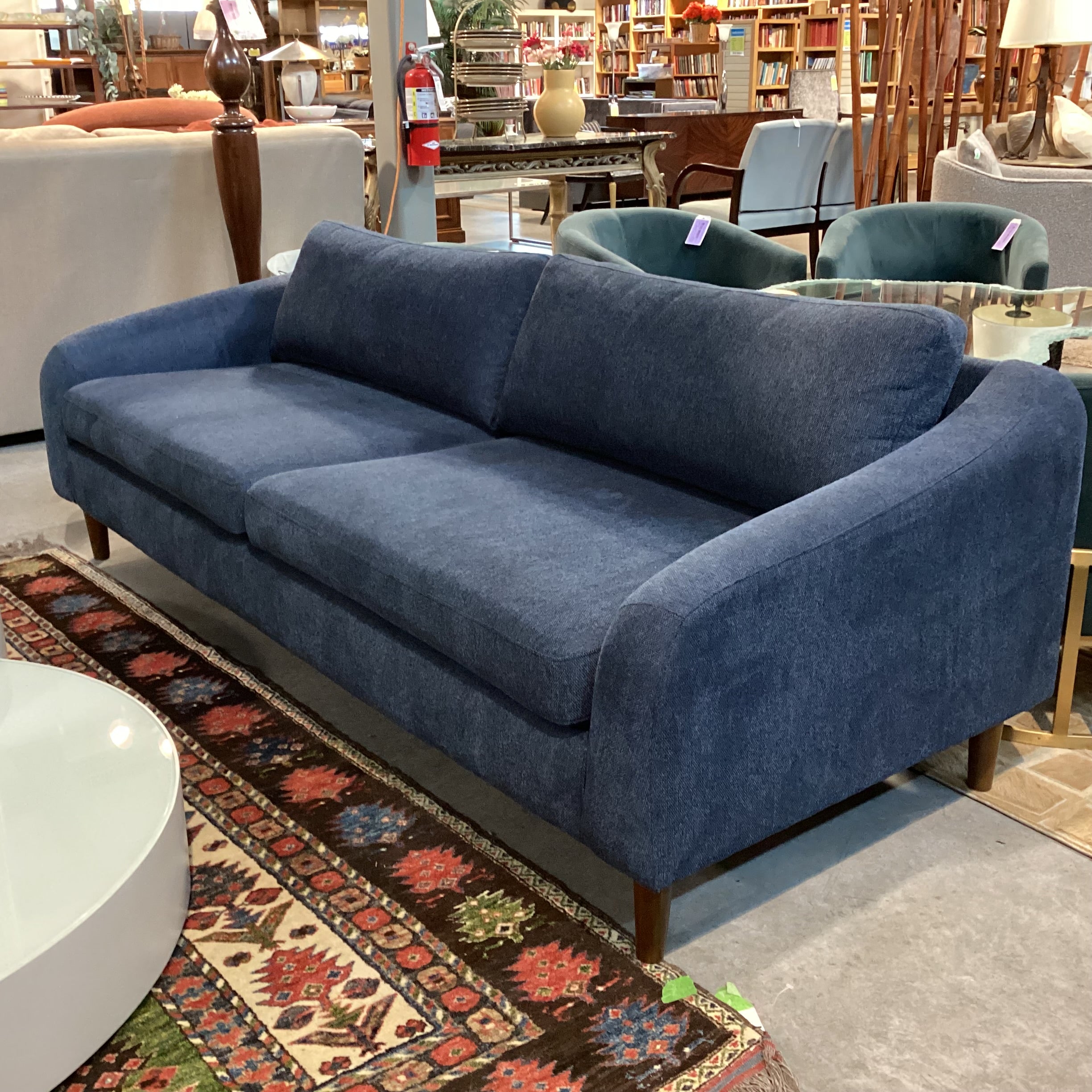 Falkon Furniture Mid Century Style Royal Blue Woven Sofa 86"x 35"x 28"