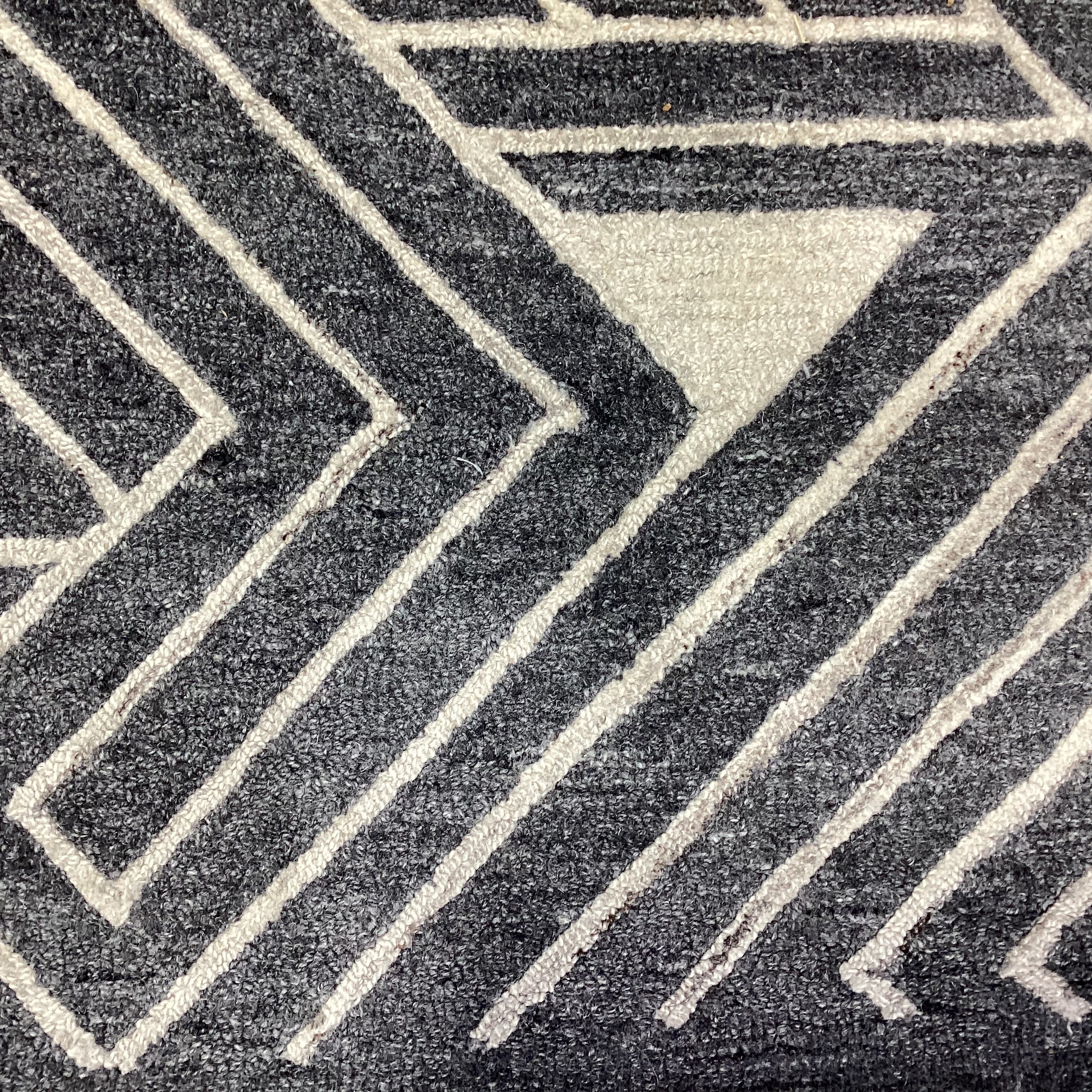 J&J Flooring Custom Fine Hand Tufted Gation Coal All Loop Natural Wool Rug 9'x 14'