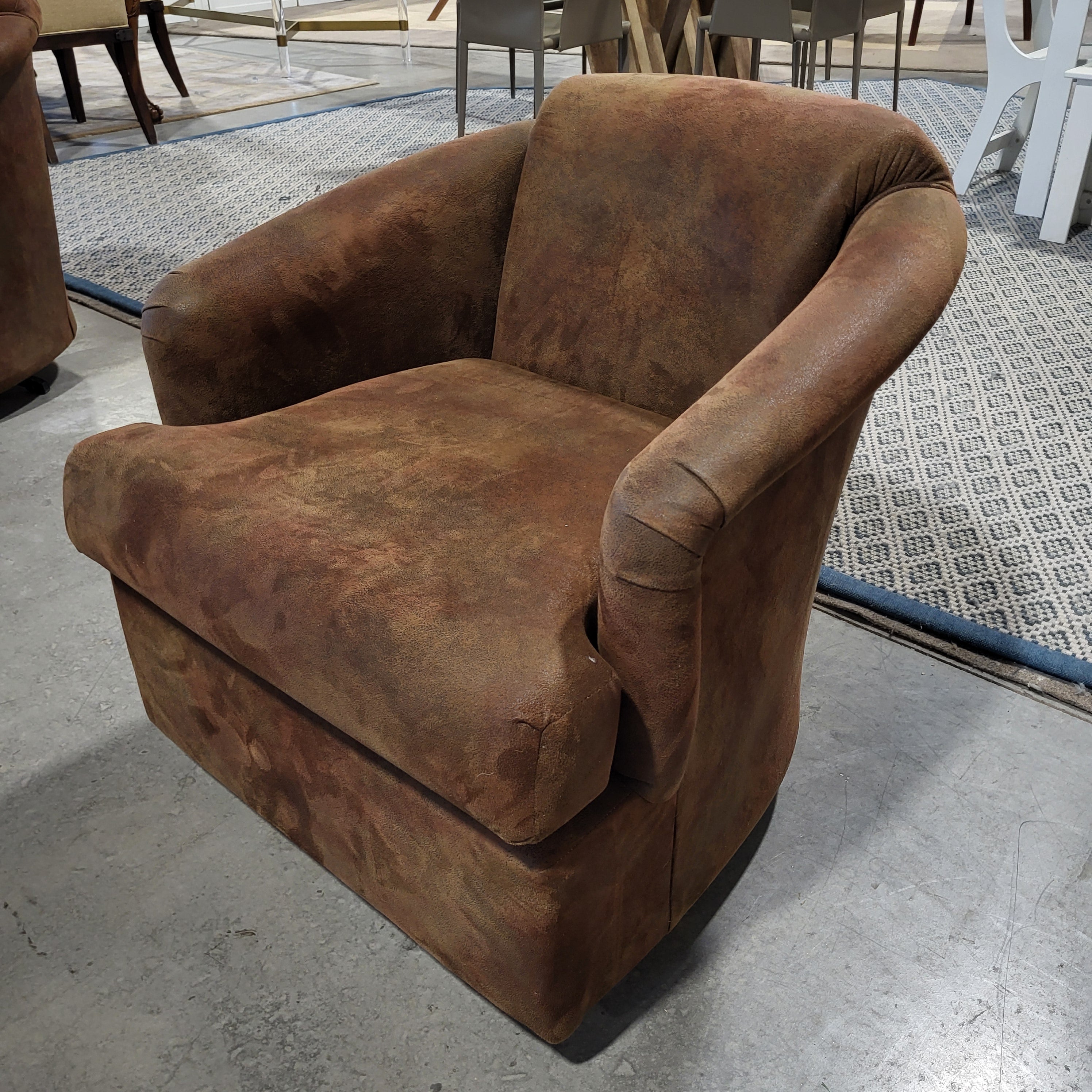 Best Chairs Inc Brown Suede Swivel Chair 30.5"x 32"x 30"