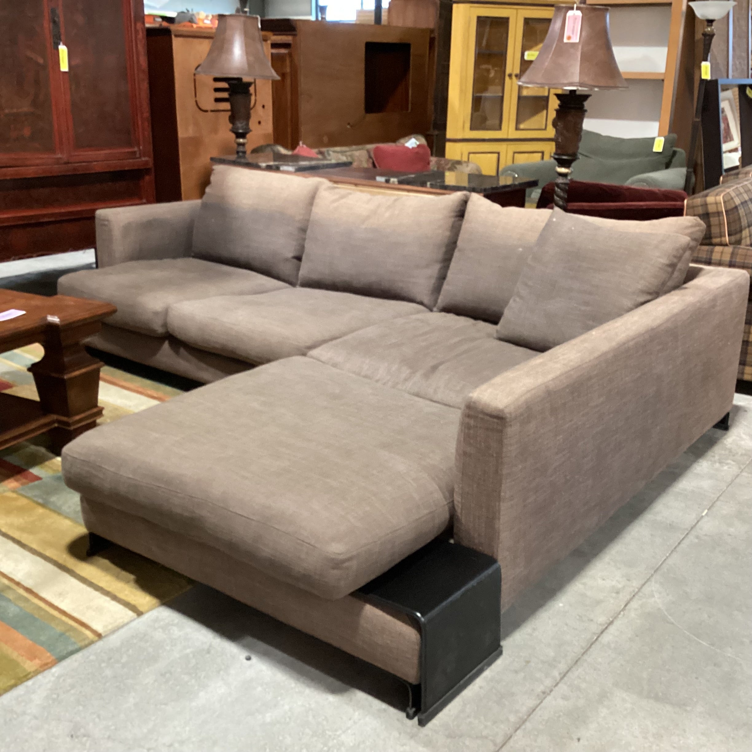 Camerich Brown Linen Down Mix Modern 2 Piece Sectional 113"x 89"x 44"x 25"
