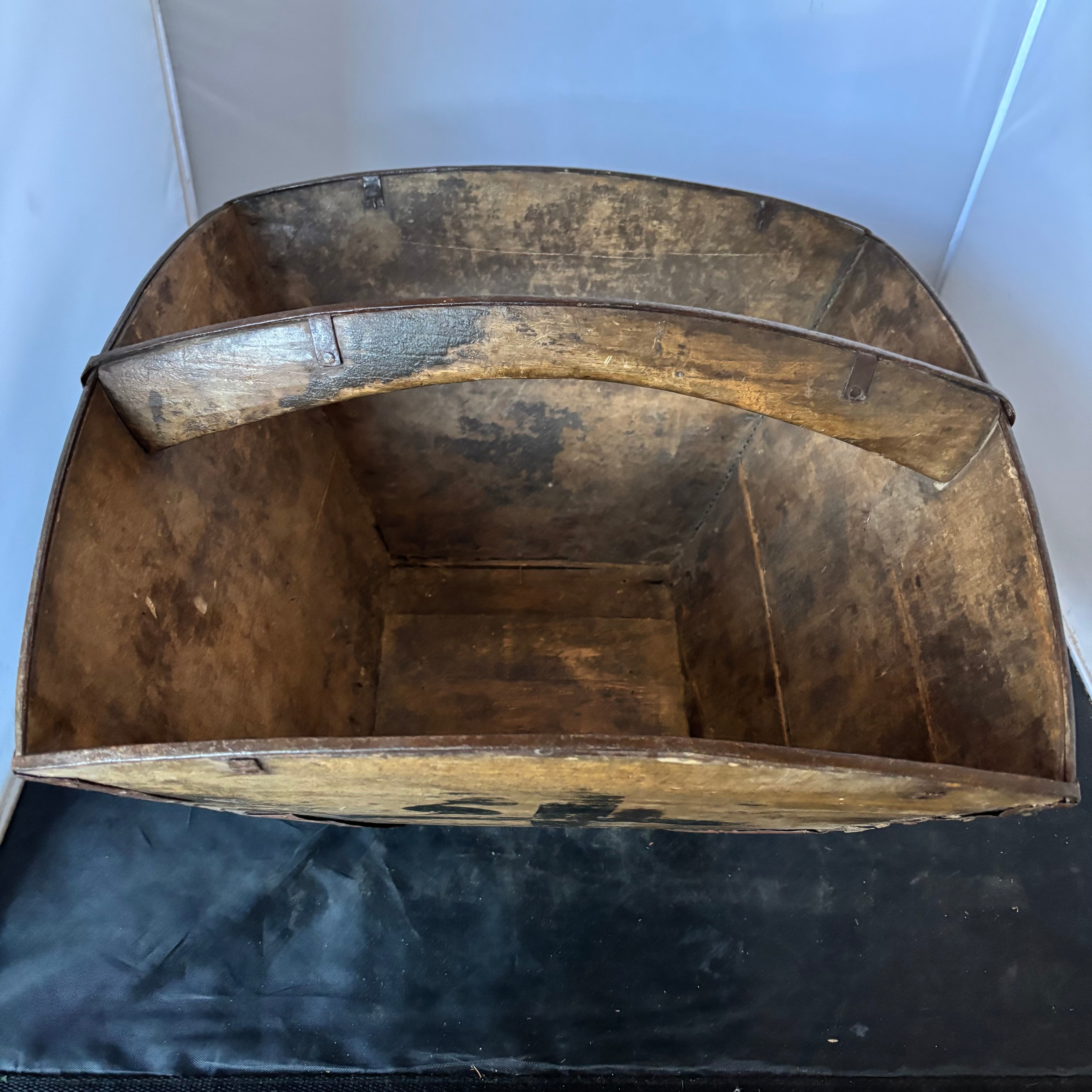 Antique Chinese Wooden Rice Bucket  or "Dou", 16" x 15" x 10.5"