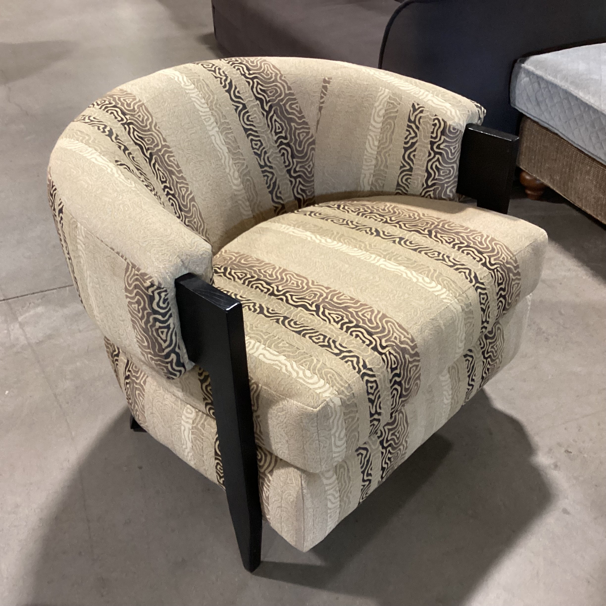 Interlude Home Kelsey Gold & Browns Design & Dark Finish Wood Modern Curve Back Chair 37"x 35"x 31"