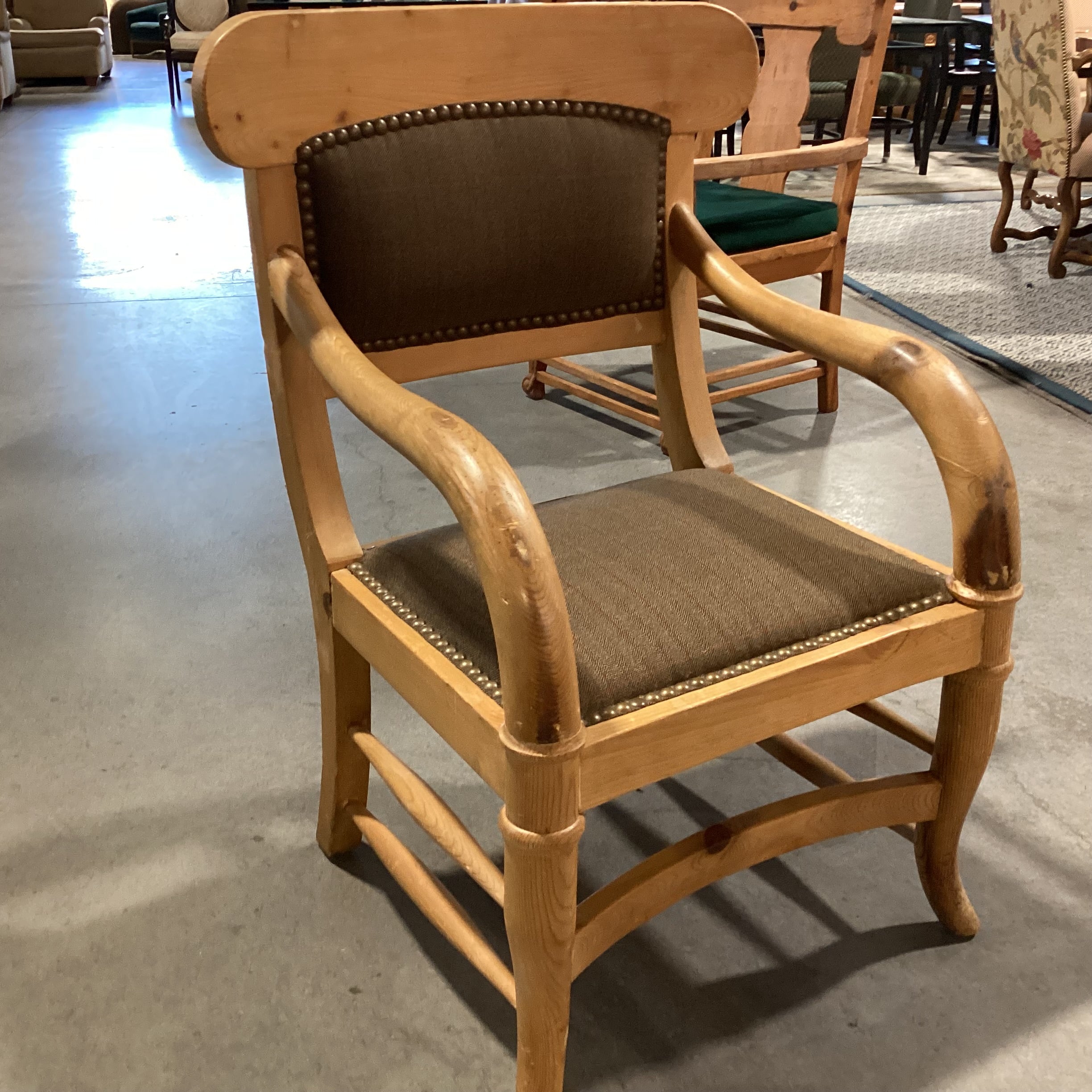 Buffalo Bill Style with Wool Plaid Nailhead Chair 28"x 24"x 39"