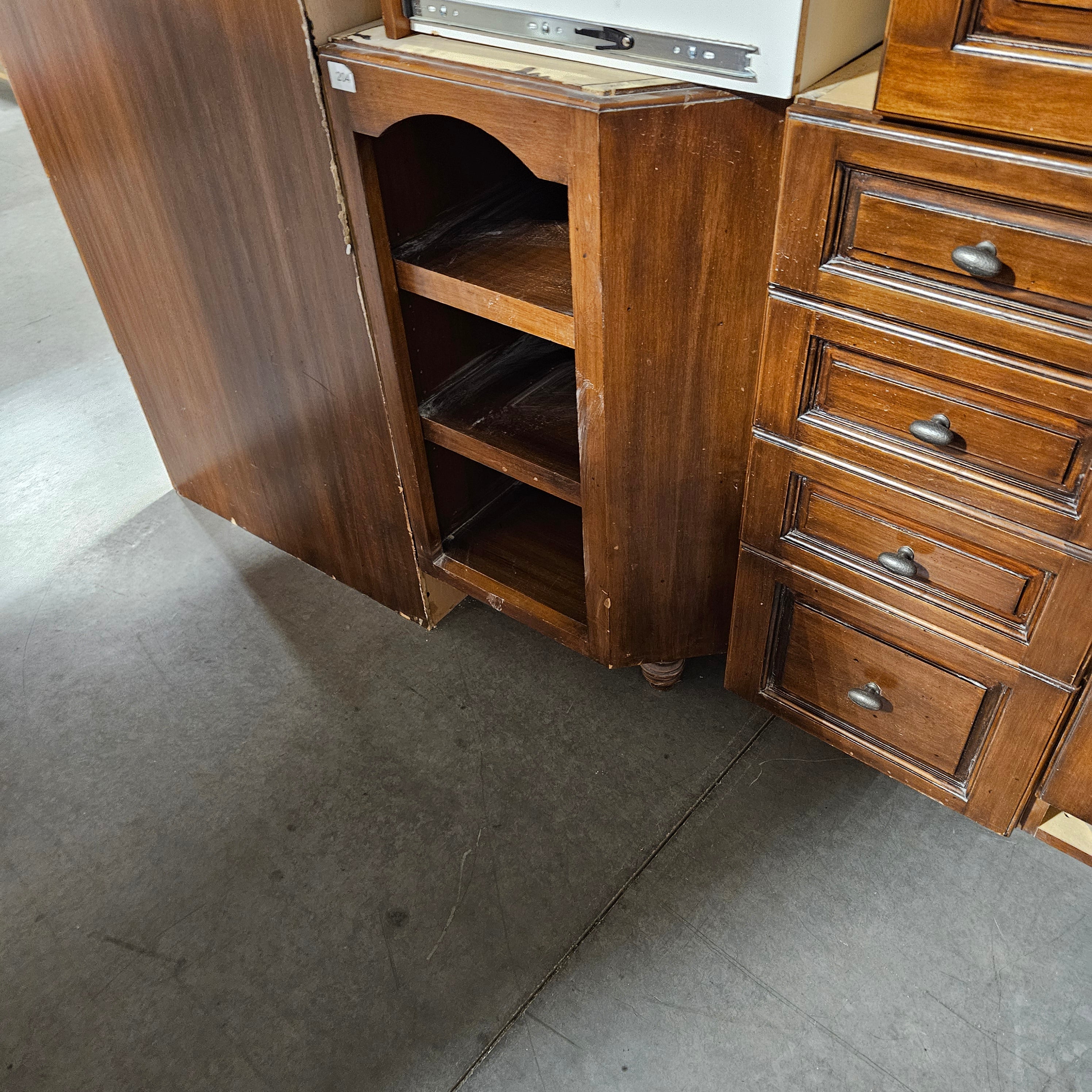 27 Piece Dark Staine And Glazed With Dark Rustic Hardware Cabinet Set