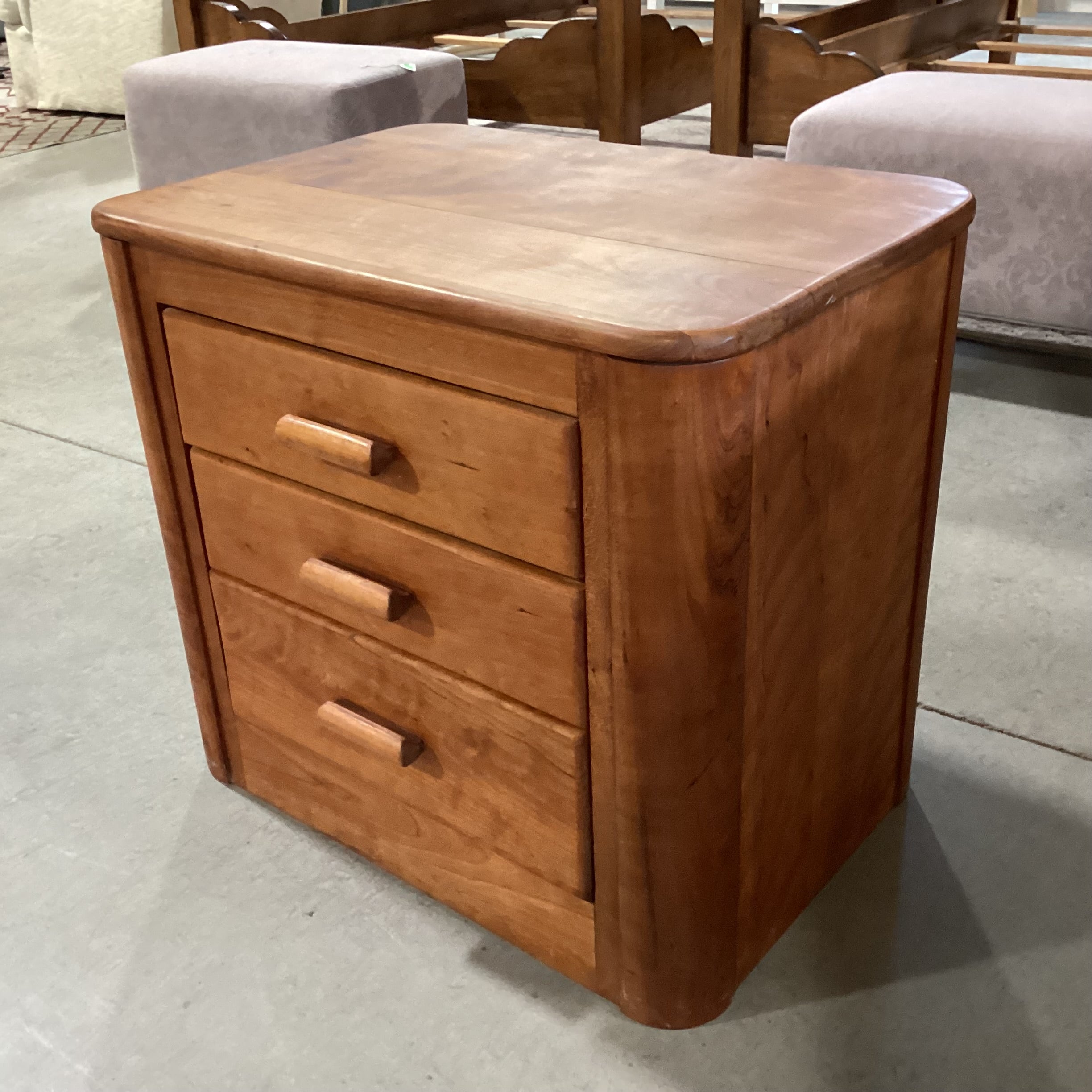 Vintage Wood 3 Drawer Night Stand 26.5"x 19"x 24"