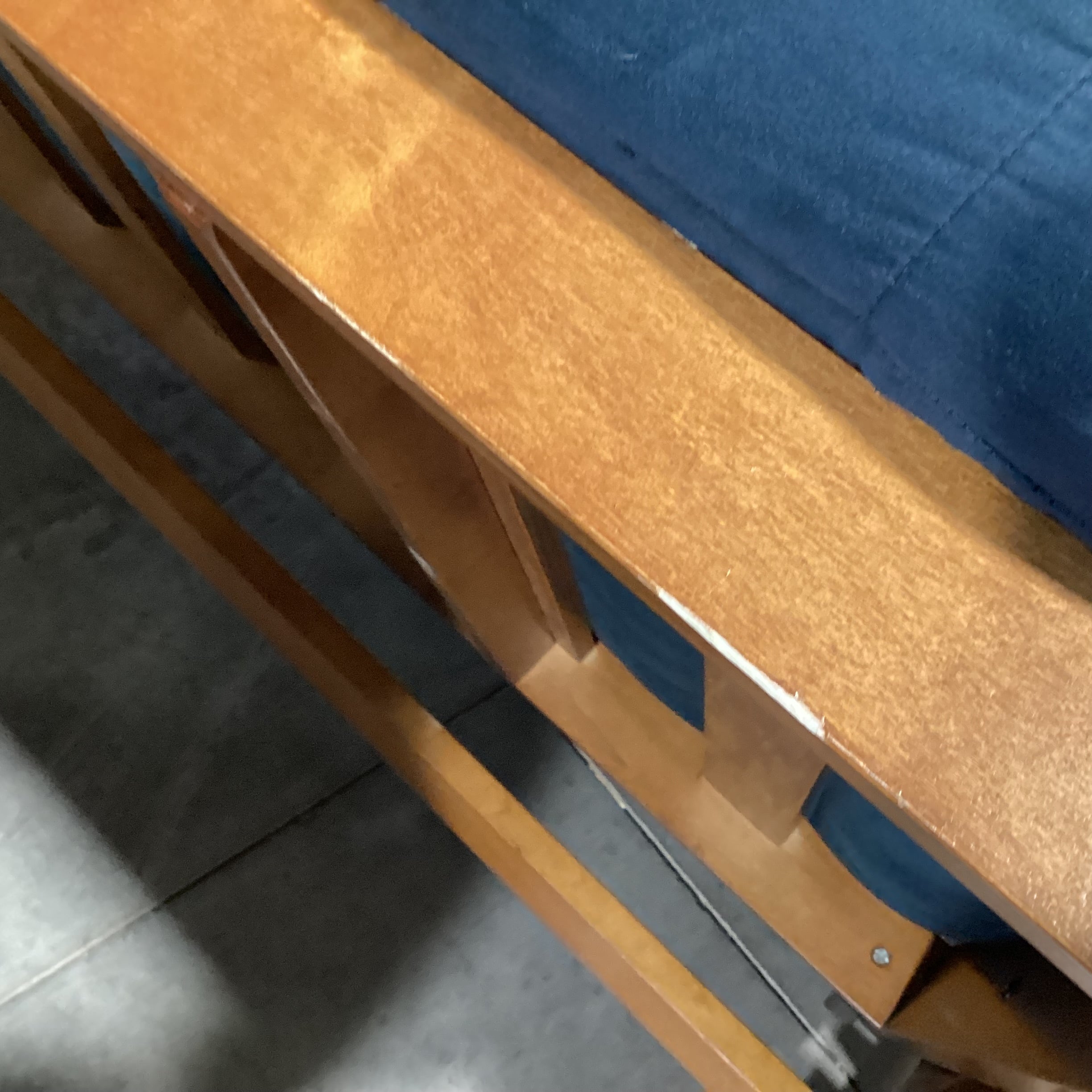 Wood Frame & Blue Micro Suede Cushion Futon Sofa 83"x 41" to 55"x 35"