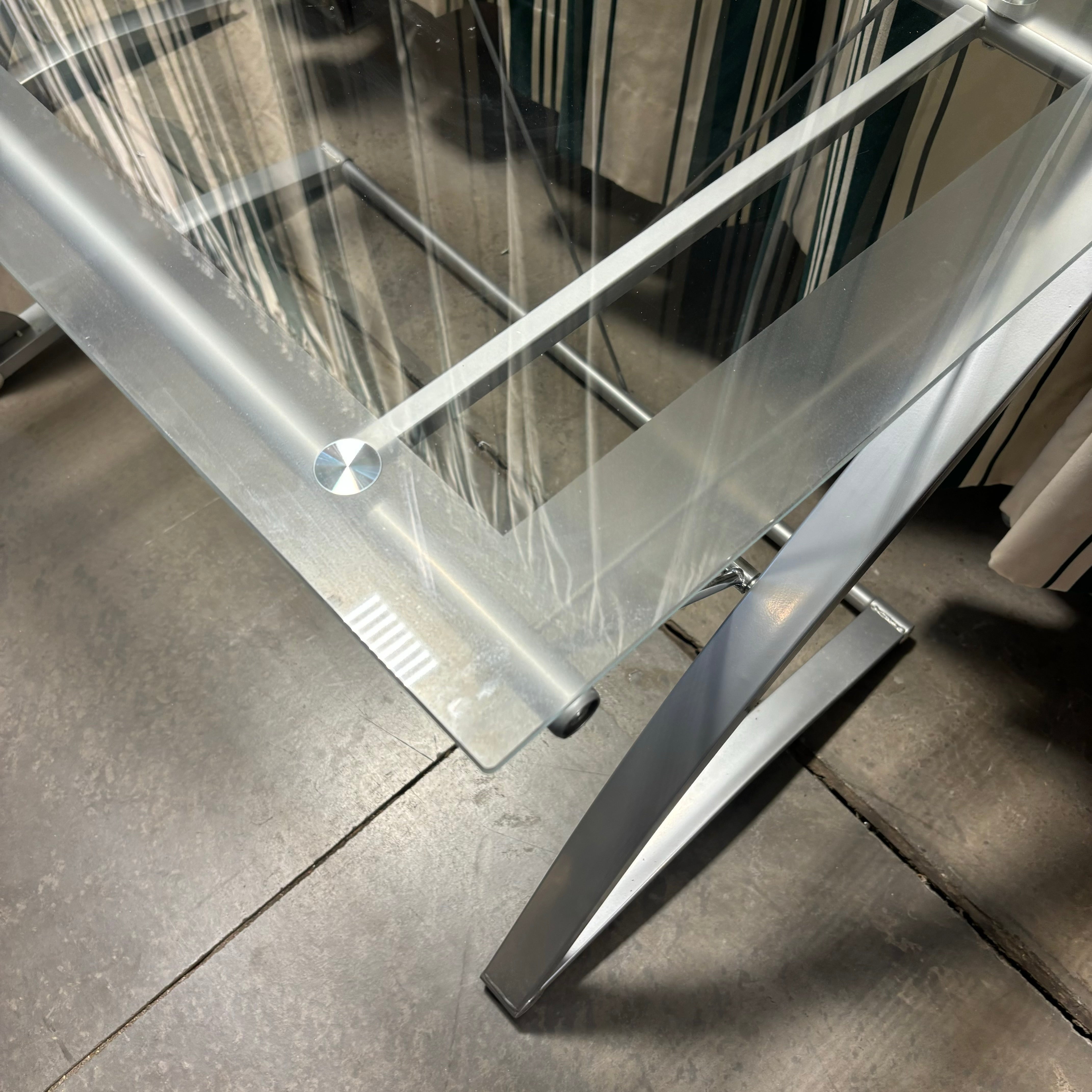 Glass Top & Steel Base Modern Desk 42"x 24"x 30"