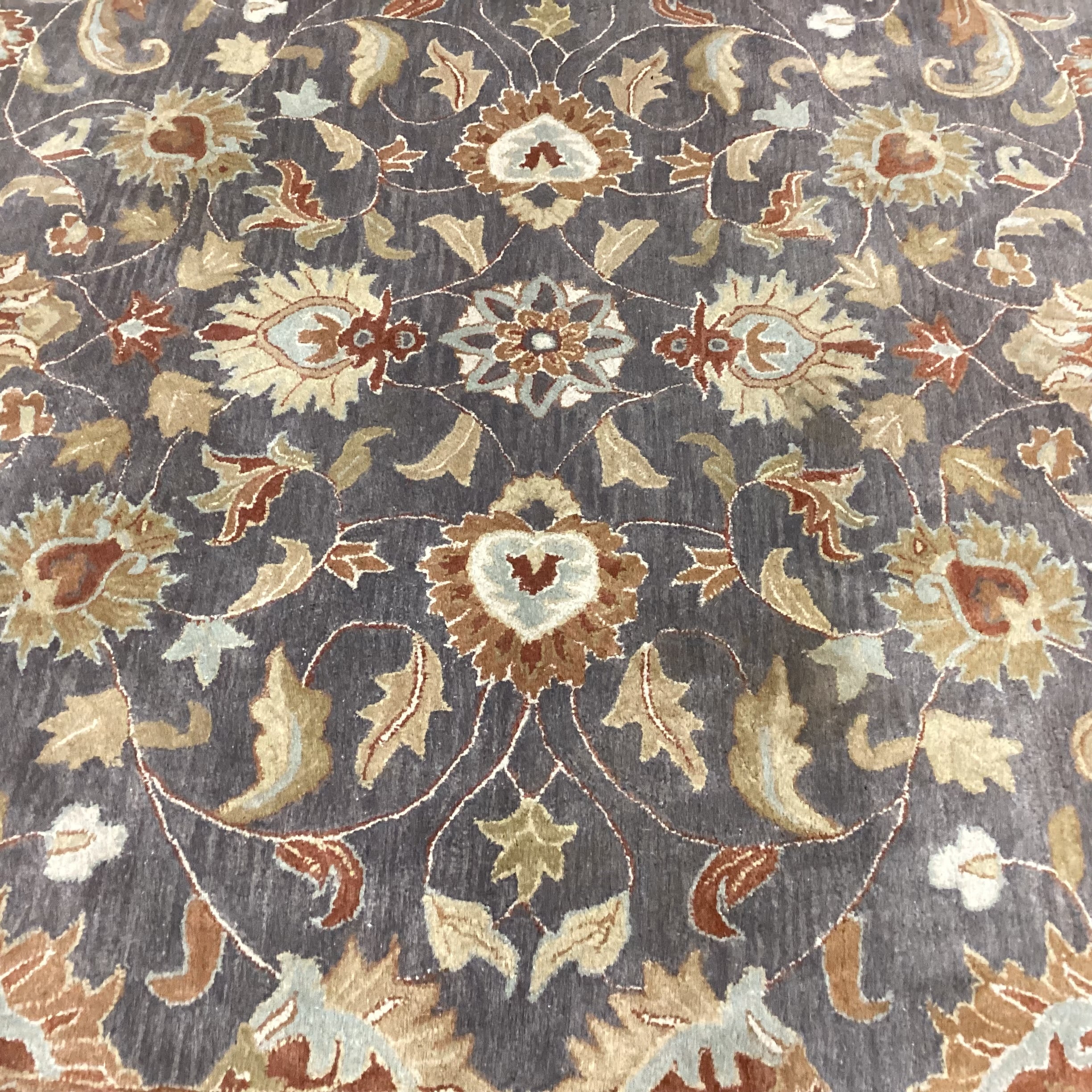 Surya Caesar Grey Gold Rust Floral Wool Rug 8'x 8'