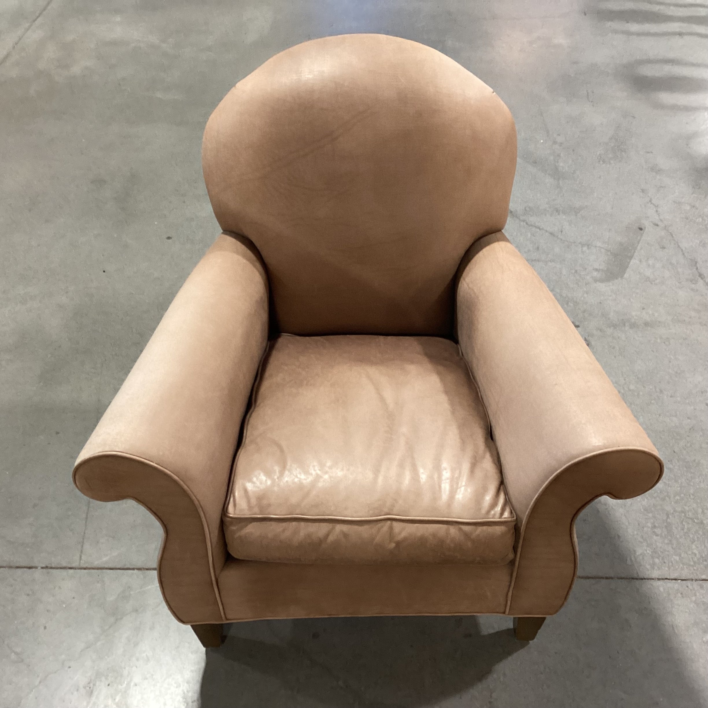 Tan Leather with Ottoman Club Chair 38"x 38"x 36"