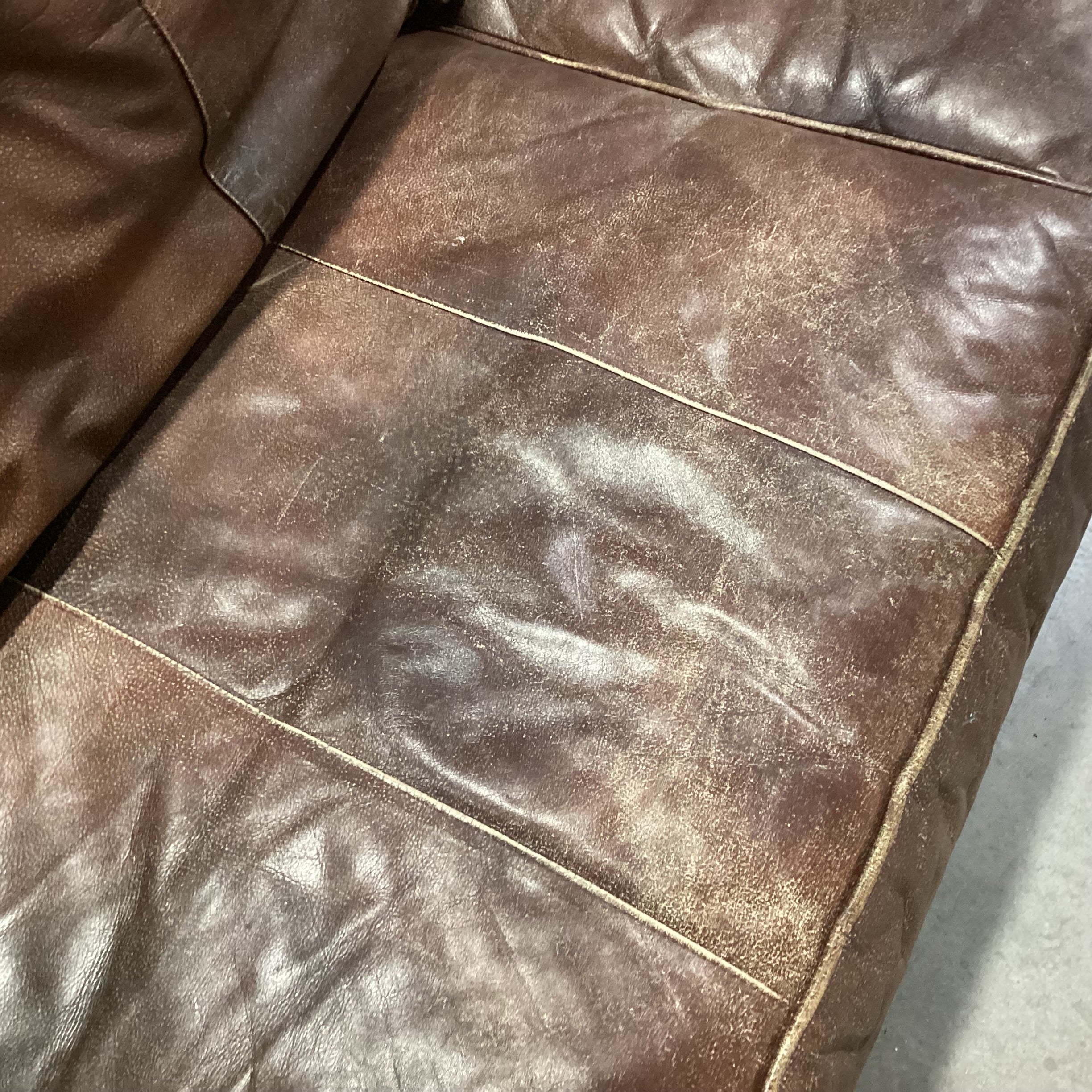 Distressed Leather Nailhead Highback Sofa 80"x 41"x 36"