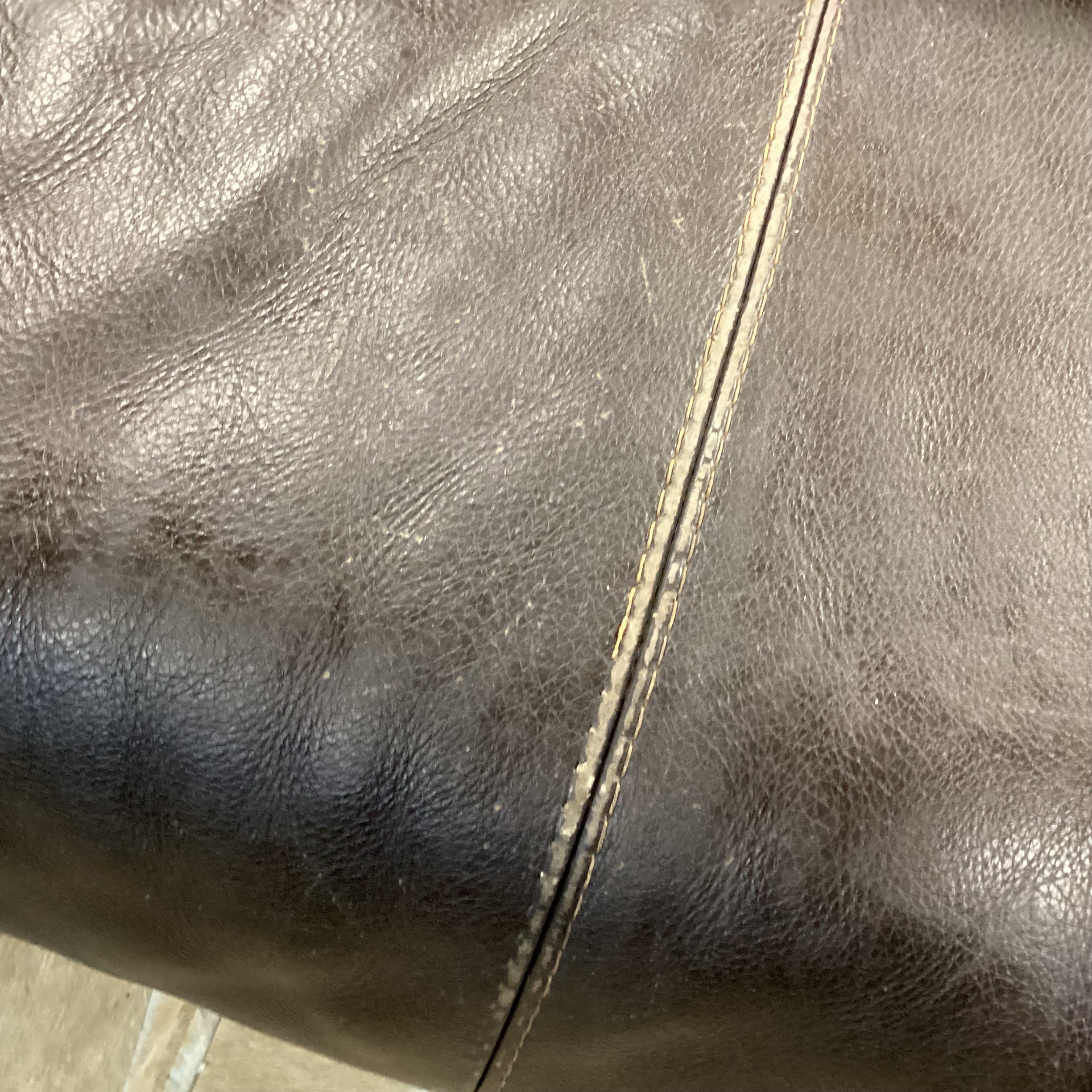Textured Leather with Stitching Detail Sofa 91"x 41"x 26"