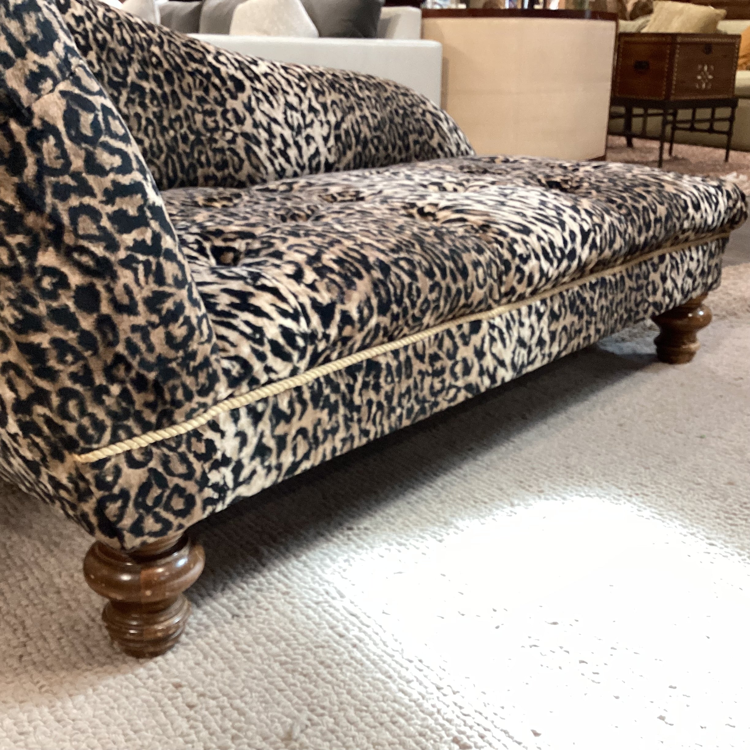 Animal Print Button Tufted Chaise Sofa 72"x 30"x 32"