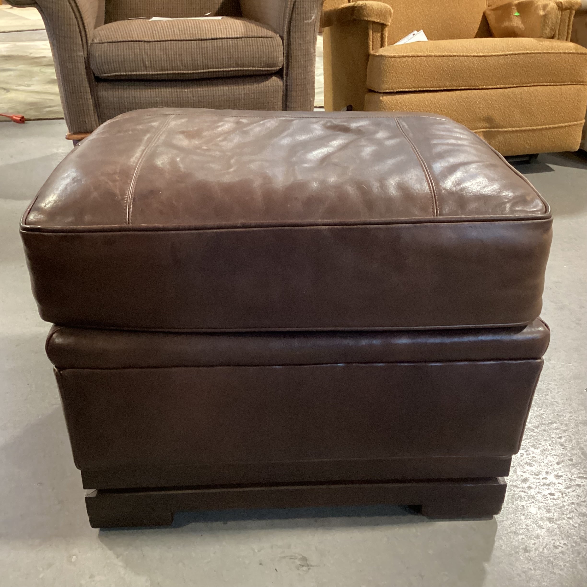 Mulholland Brothers Home Collection by Eric Brand Art Deco Style Leather Nailhead with Ottoman Club Chair 36"x 35"x 37.5"