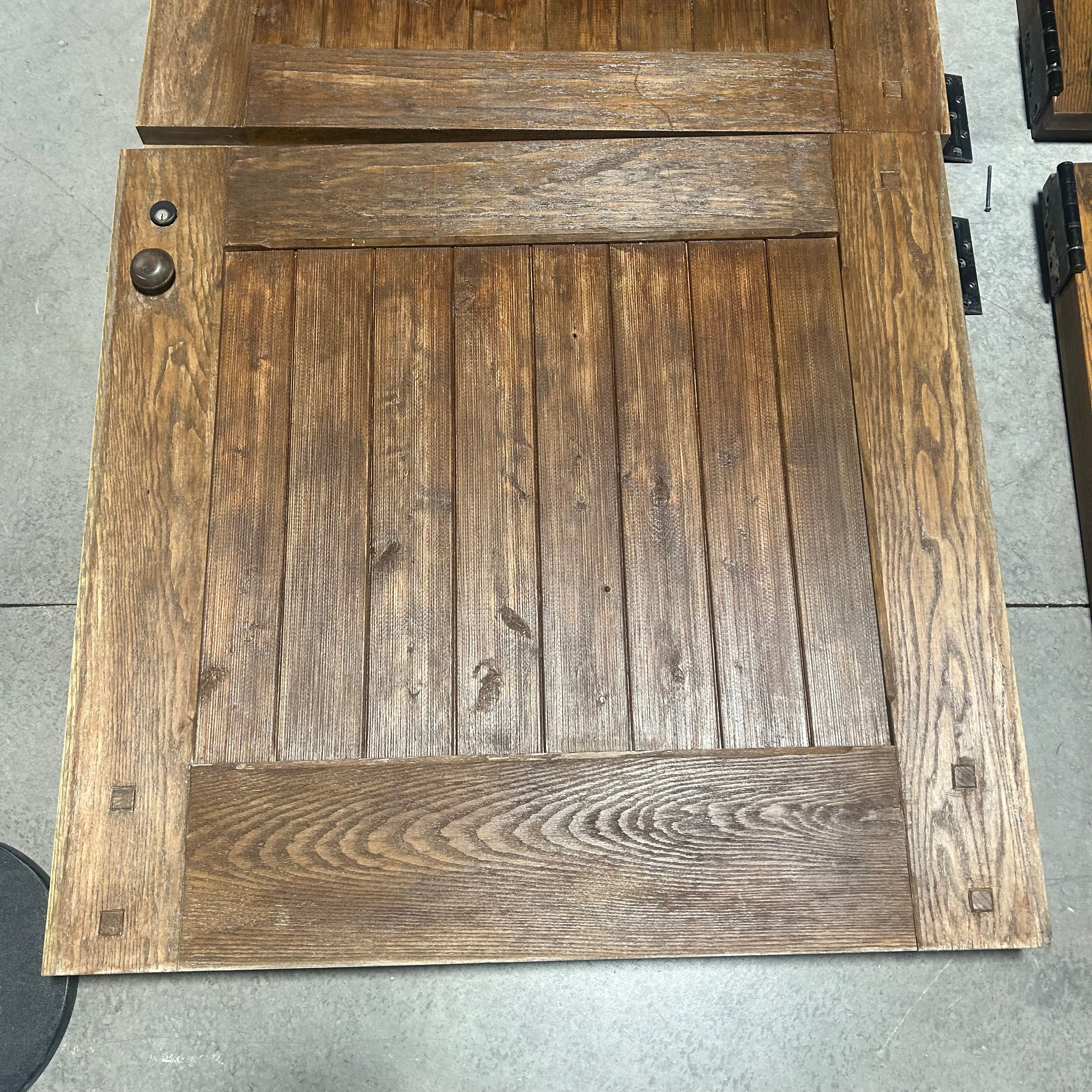 44"x 82.5"x 3" Brown Rustic Dutch Door with Custom Hardware