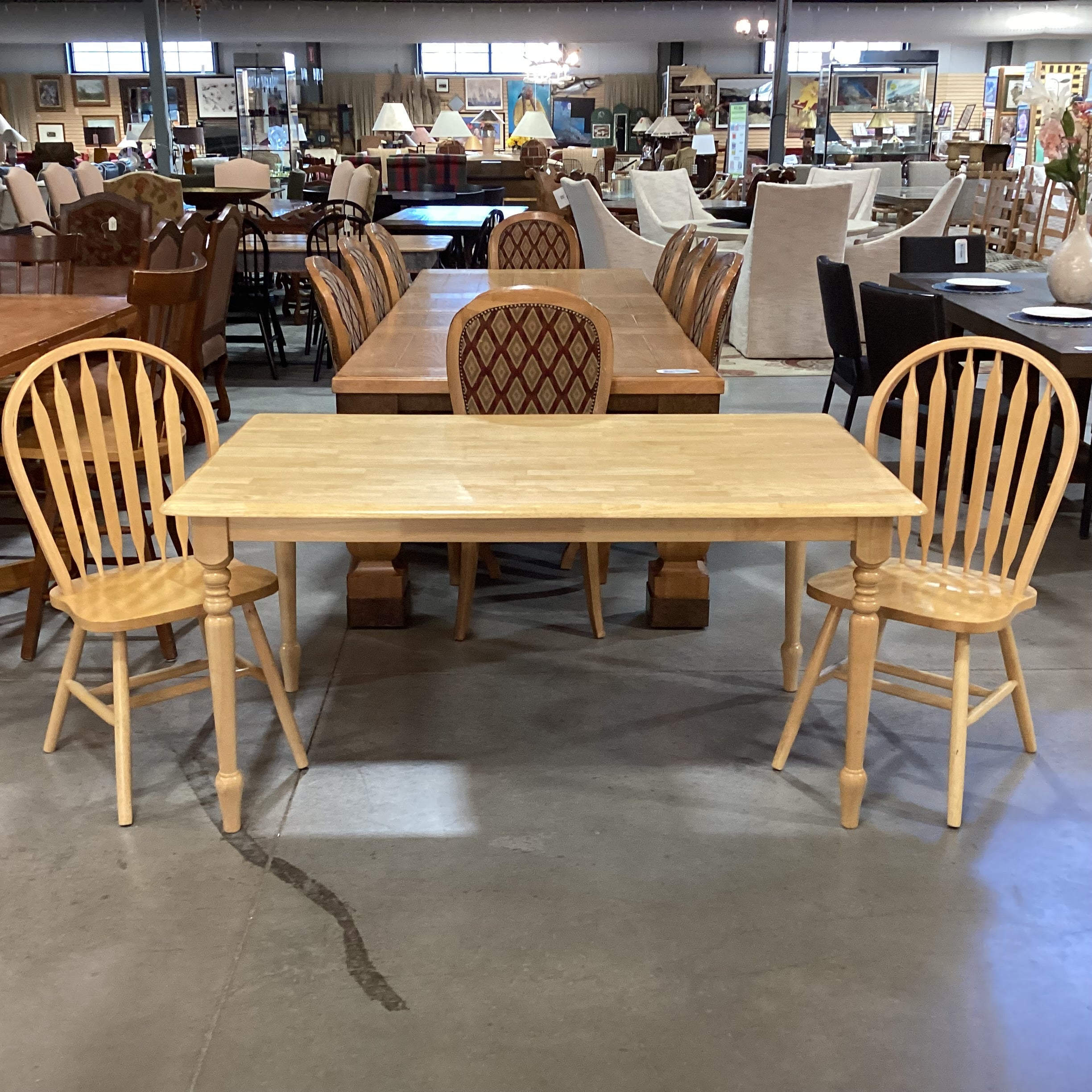 Honey Oak Table With 2 Chairs Dining Set 59.5"x 35.5"x 29.5"