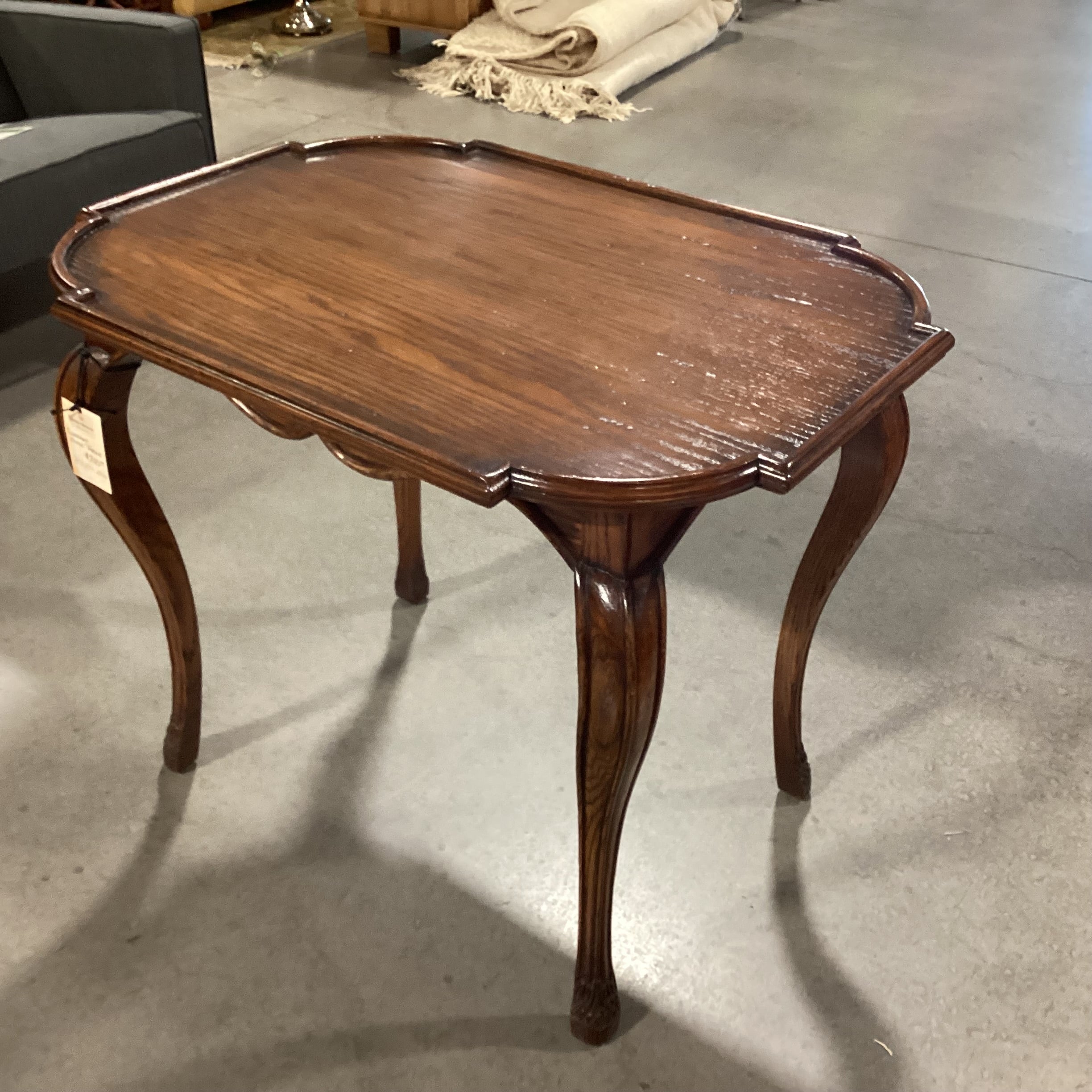 Ornate Carved Finished Wood Accent Table 35"x 26"x 28.5"