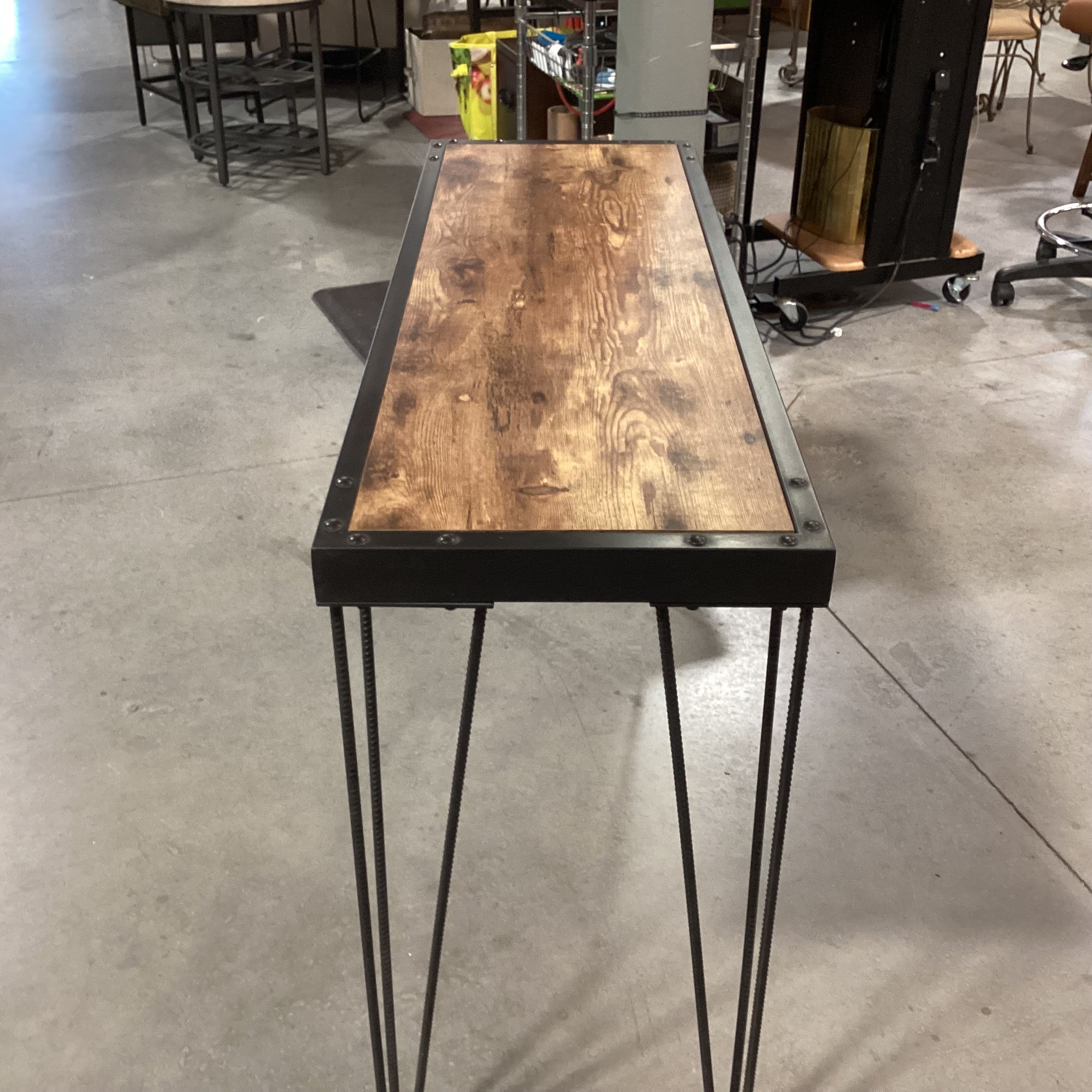 Industrial Iron & Wood Sofa Table 47"x 16"x 32"