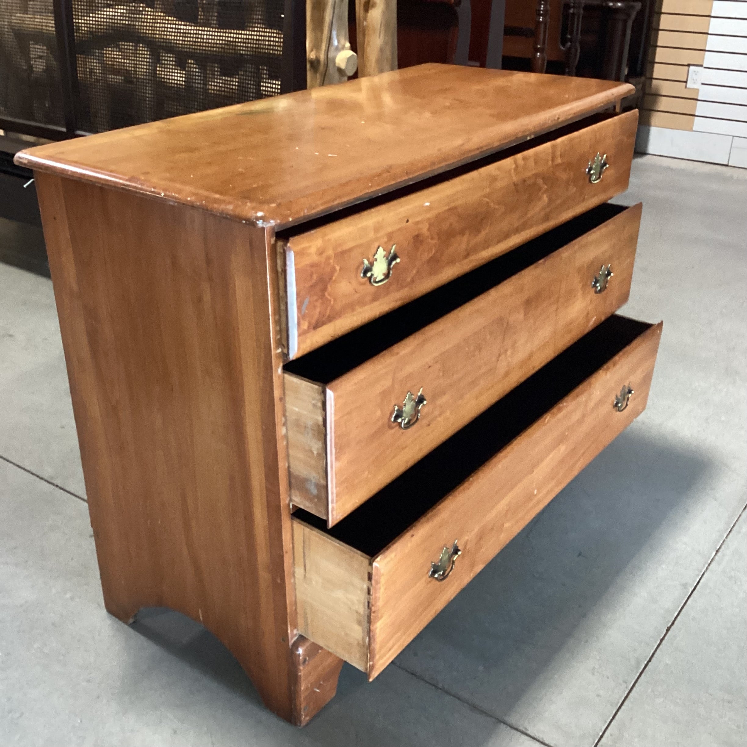 Antique Maple 3 Drawer Chest 42"x 19"x 33.5"