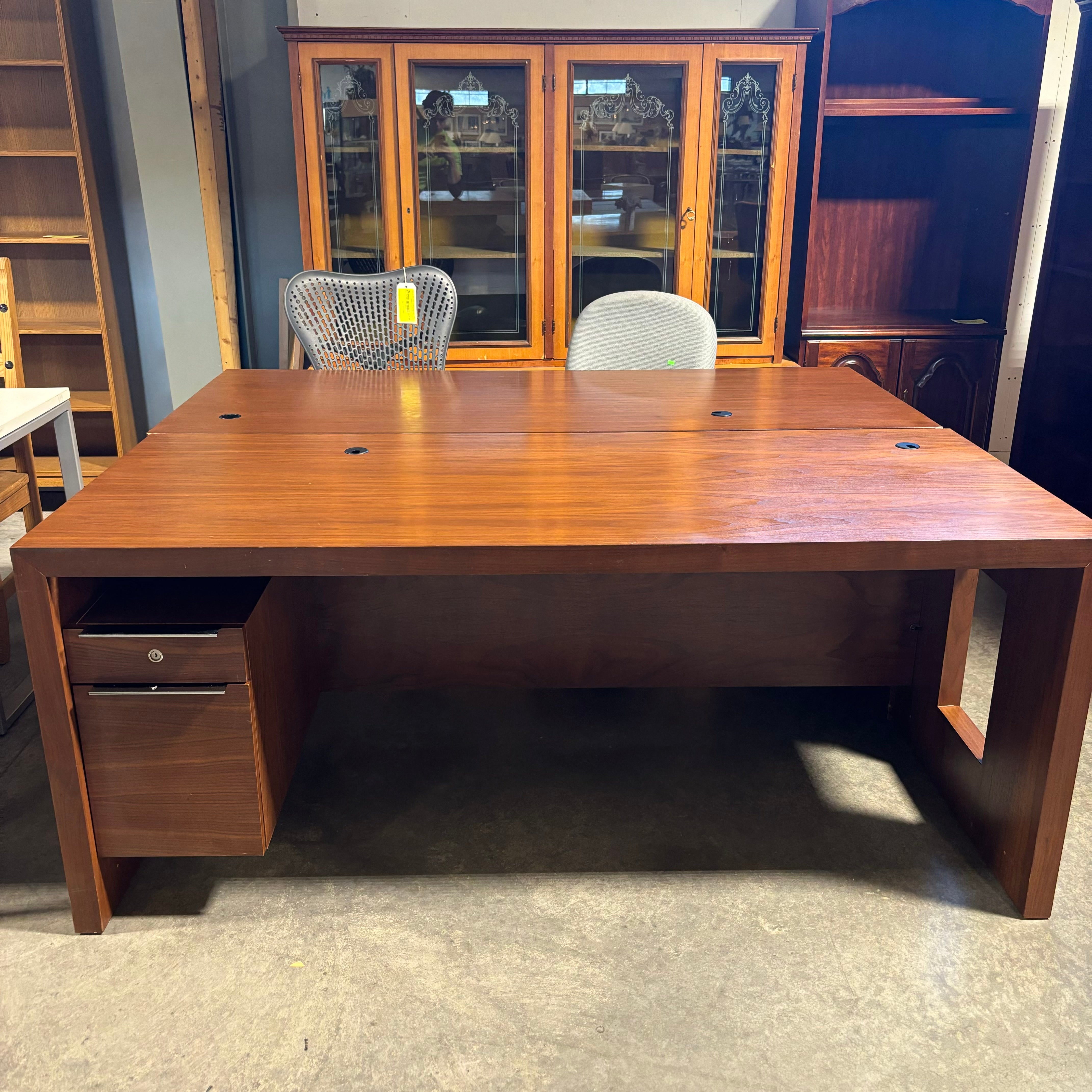 Medium Finish Solid Wood with 2 Soft Close Drawers Executive Desk 72"x 30"x 30"