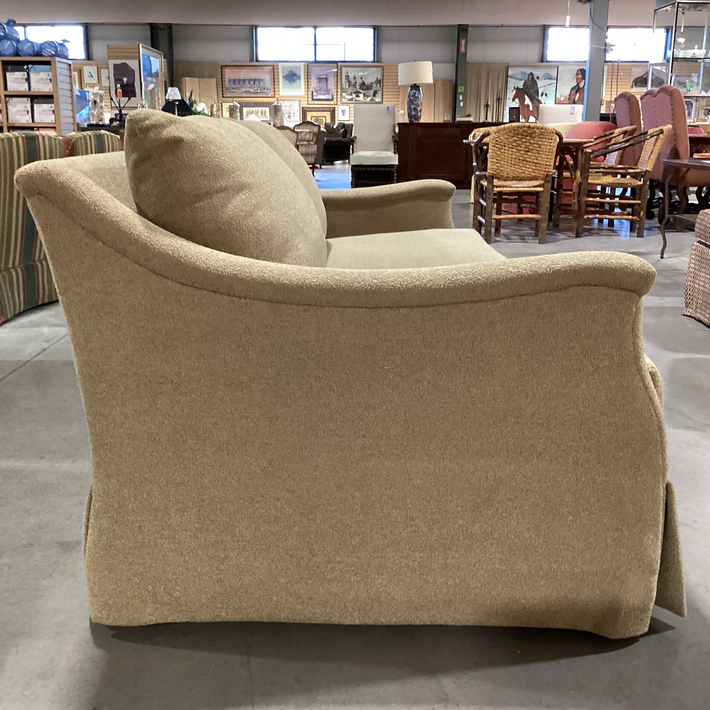 LEE Industries Golden Tan Raised Texture Woven Down Mix & Slope Arm Sofa 78"x 40"x 30"